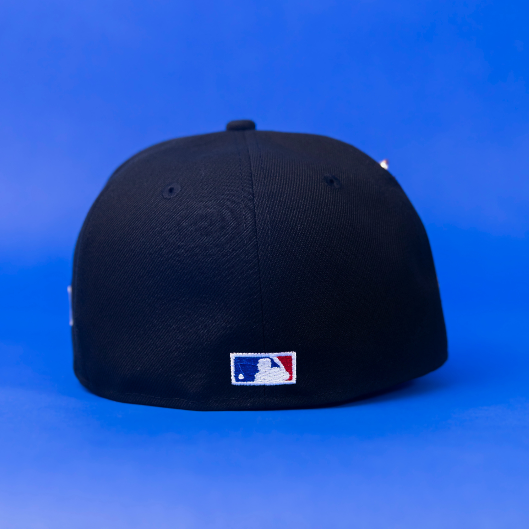 NEW ERA 59FIFTY BLACK ANAHEIM ANGELS W/ 25TH ANNIVERSARY SIDE PATCH