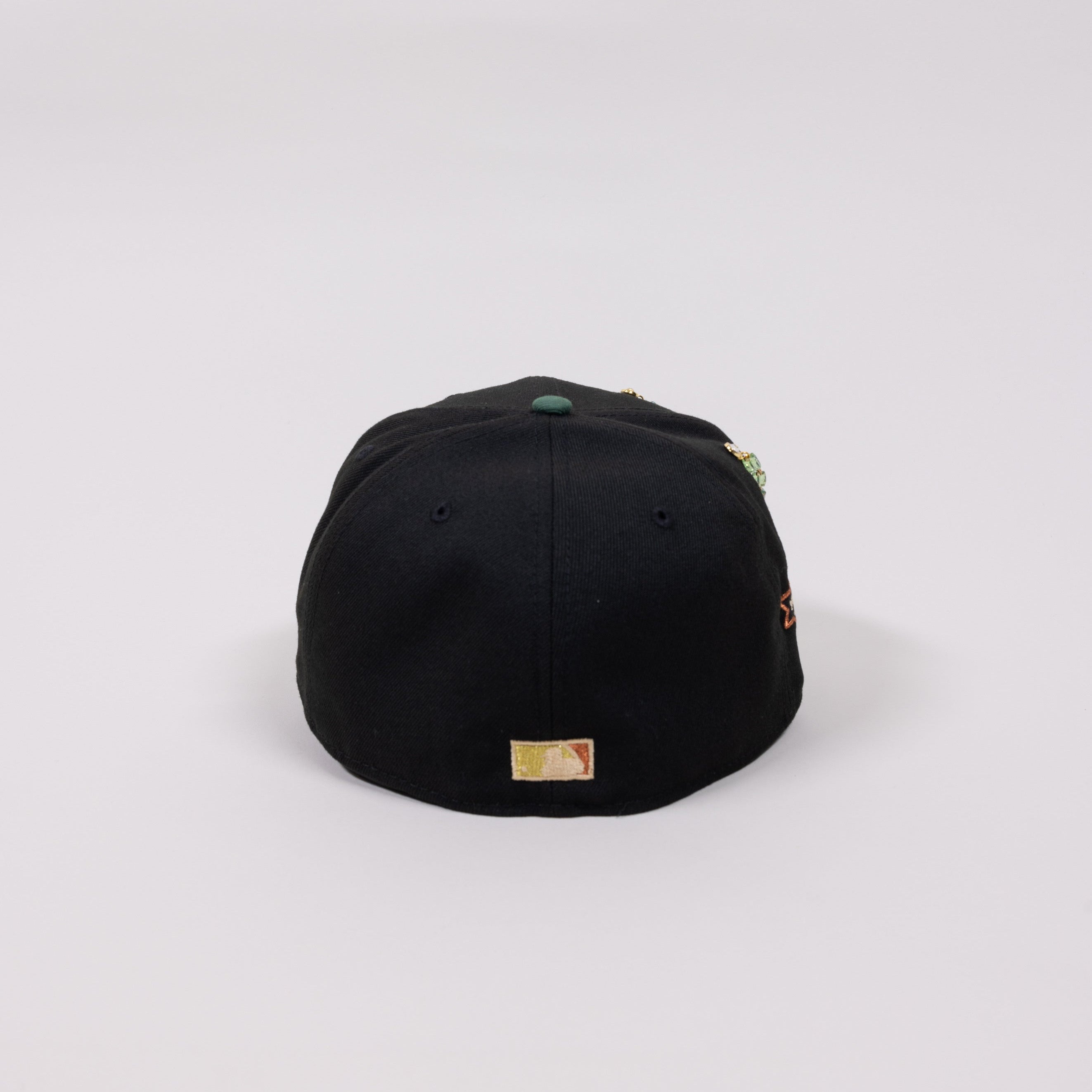 NEW ERA EXCLUSIVE 59FIFTY BLACK/ PINE GREEN BALTIMORE ORIOLES W/ 50TH ANNIVERSARY PATCH