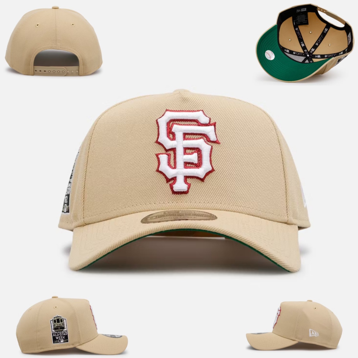 NEW ERA SAN FRANCISCO GIANTS NEW ERA KHAKI LOGO ESSENTIALS 9FORTY A-FRAME ADJUSTABLE HAT