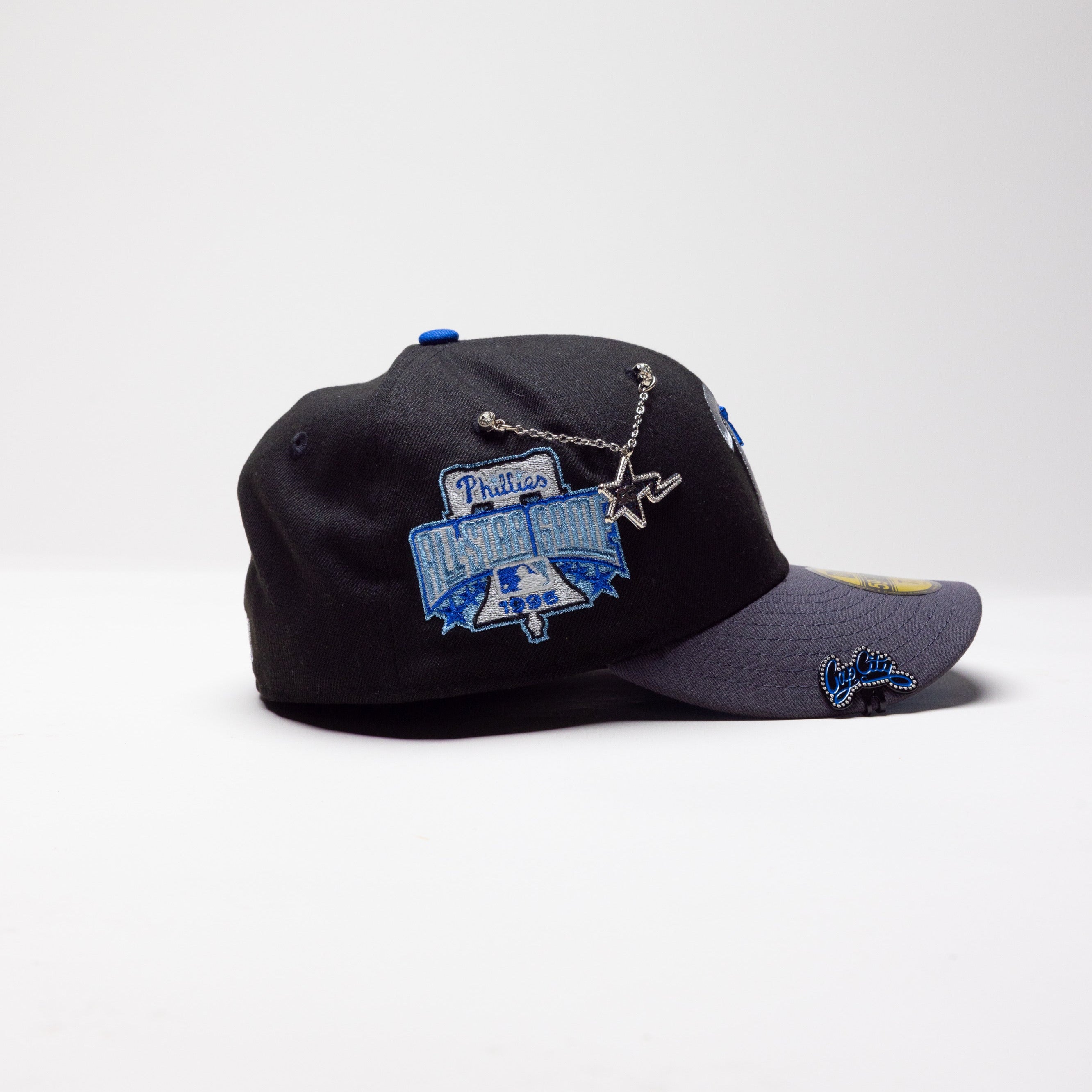 NEW ERA EXCLUSIVE 59FIFTY BLACK/ DARK GREY PHILADELPHIA PHILLIES W/ 1996 ALL STAR GAME PATCH