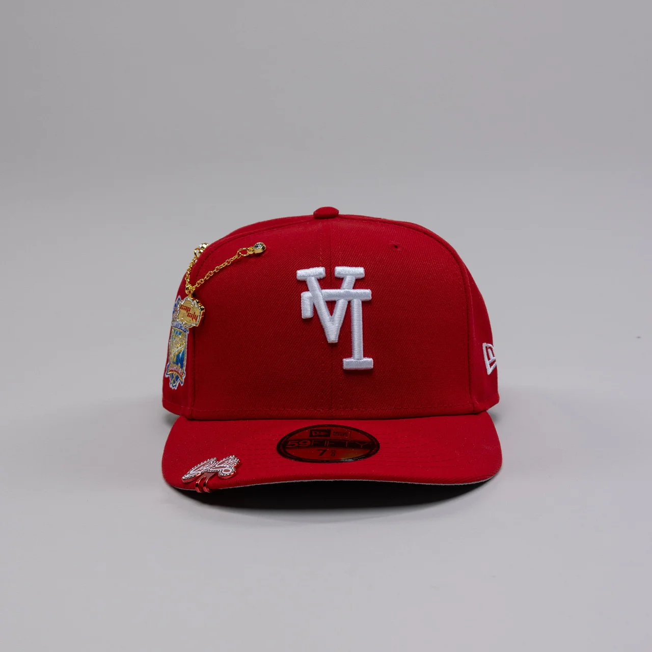 NEW ERA EXCLUSIVE 59FIFTY RED UPSIDE DOWN LOS ANGELES DODGERS W/ 40TH ANNIVERSARY SIDE PATCH