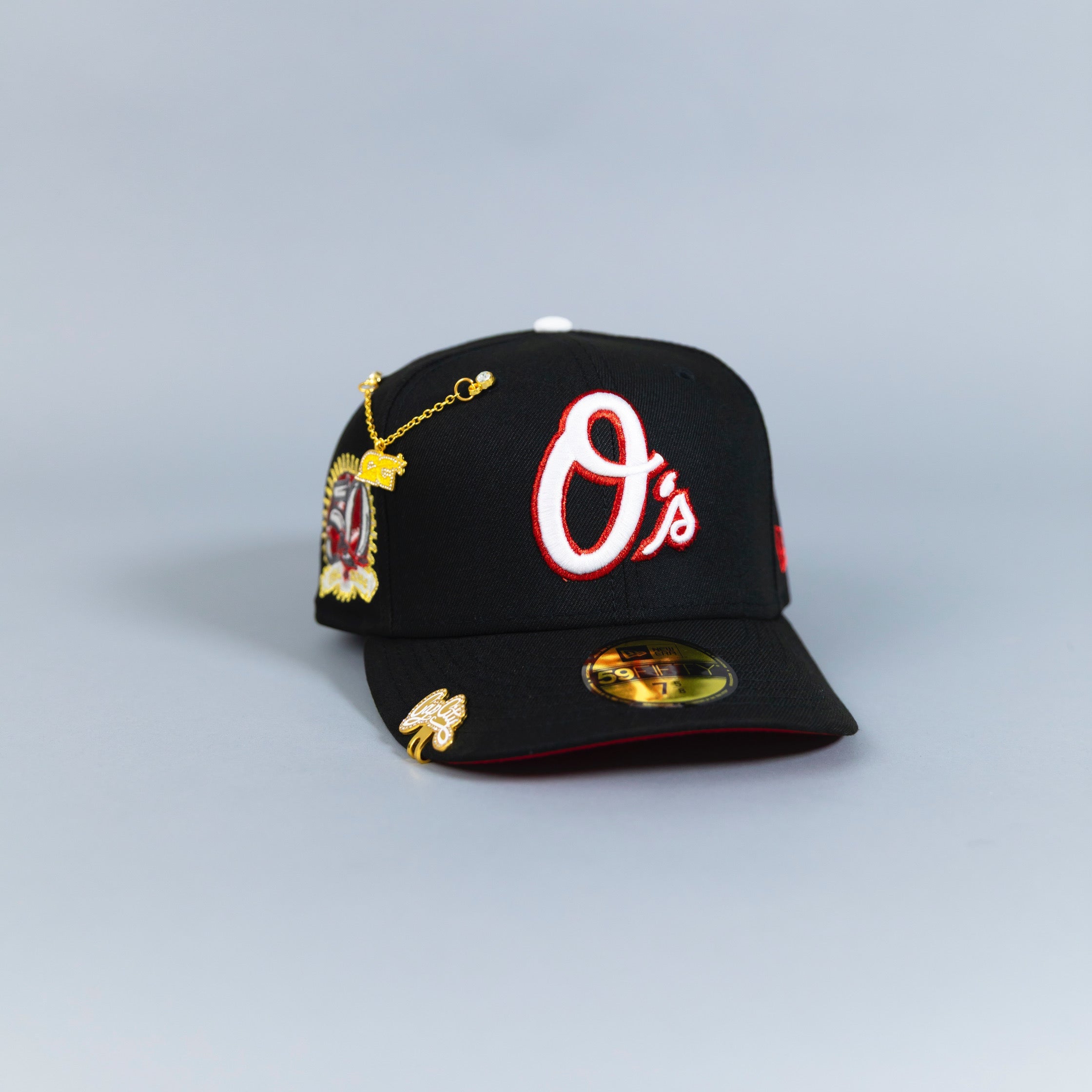 NEW ERA EXCLUSIVE 59FIFTY BLACK BALTIMORE ORIOLES W/ 50TH ANNIVERSARY PATCH
