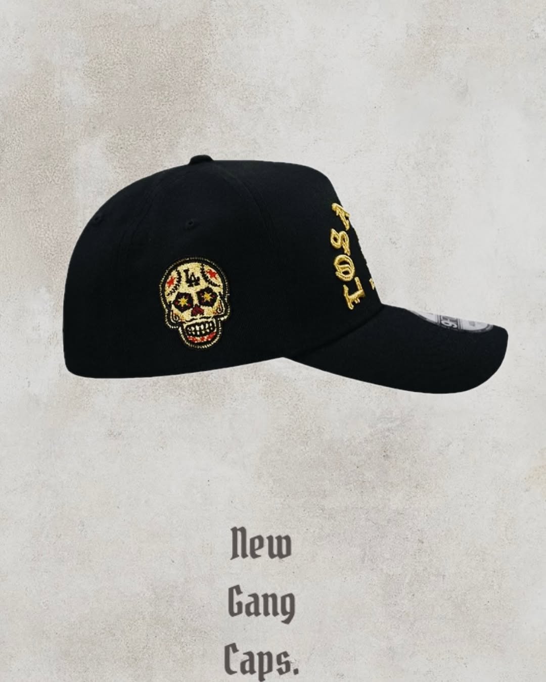 NEW ERA LOS ANGELES DODGERS BLACK GOLD SKULL EDITION 9FORTY A FRAME SNAPBACK HAT