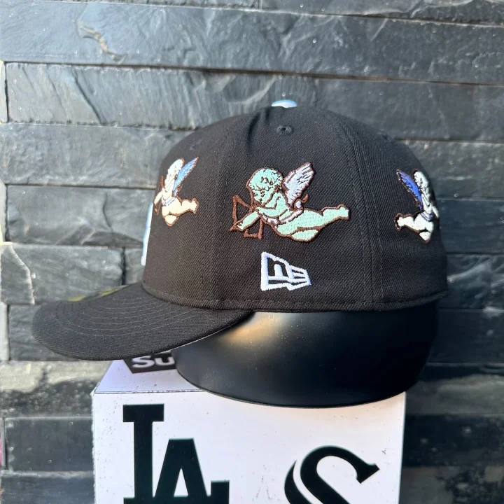 NEW ERA LOS ANGELES DODGER BORN X RAISED BLACK CHERUB EMBROIDERED CASUAL BASEBALL CAP