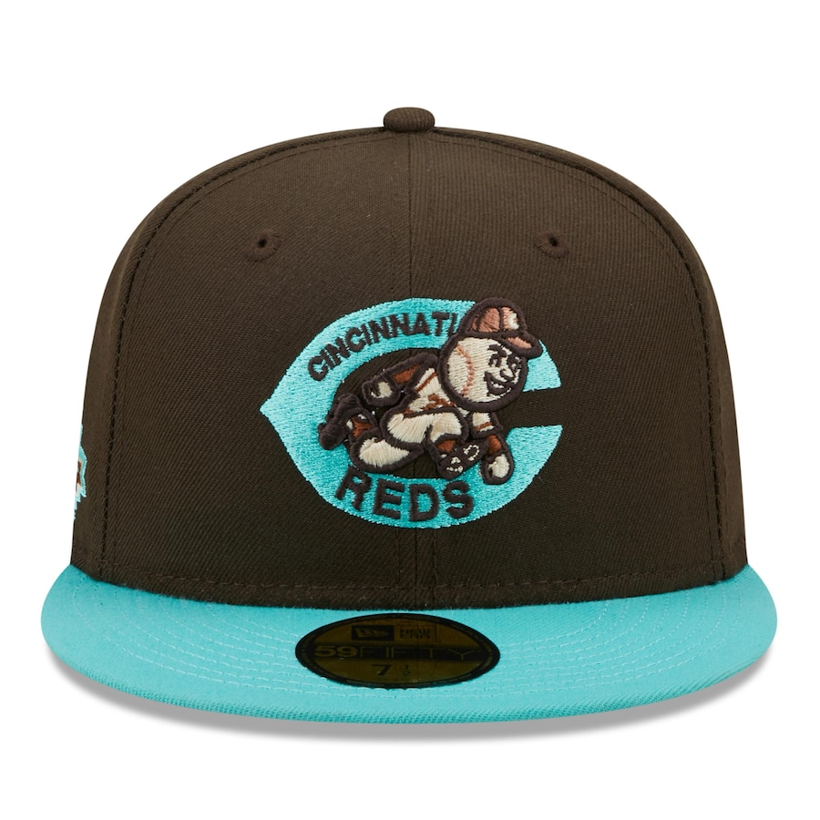 NEW ERA MEN'S CINCINNATI REDS NEW ERA BROWN/MINT WALNUT MINT 59FIFTY FITTED HAT