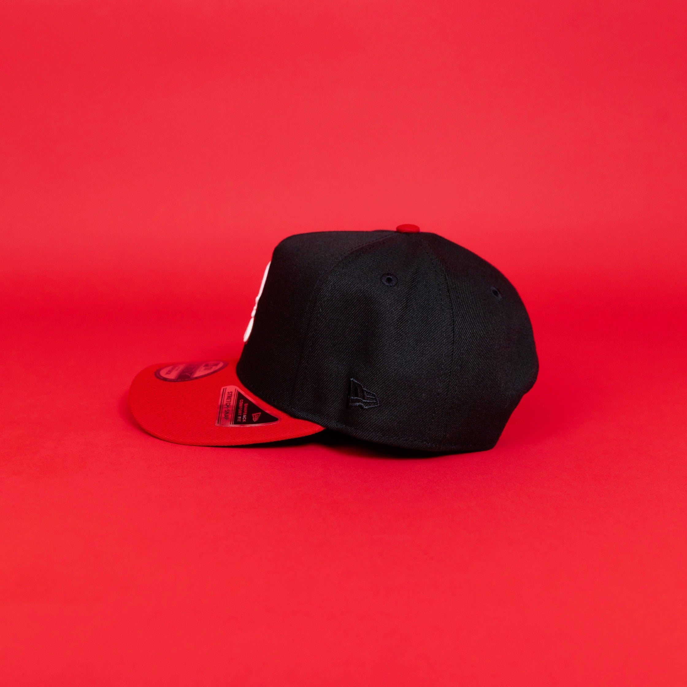 NEW ERA EXCLUSIVE 9FIFTY A-FRAME BLACK/ RED BALTIMORE ORIOLES W/ 30TH ANNIVERSARY SIDE PATCH