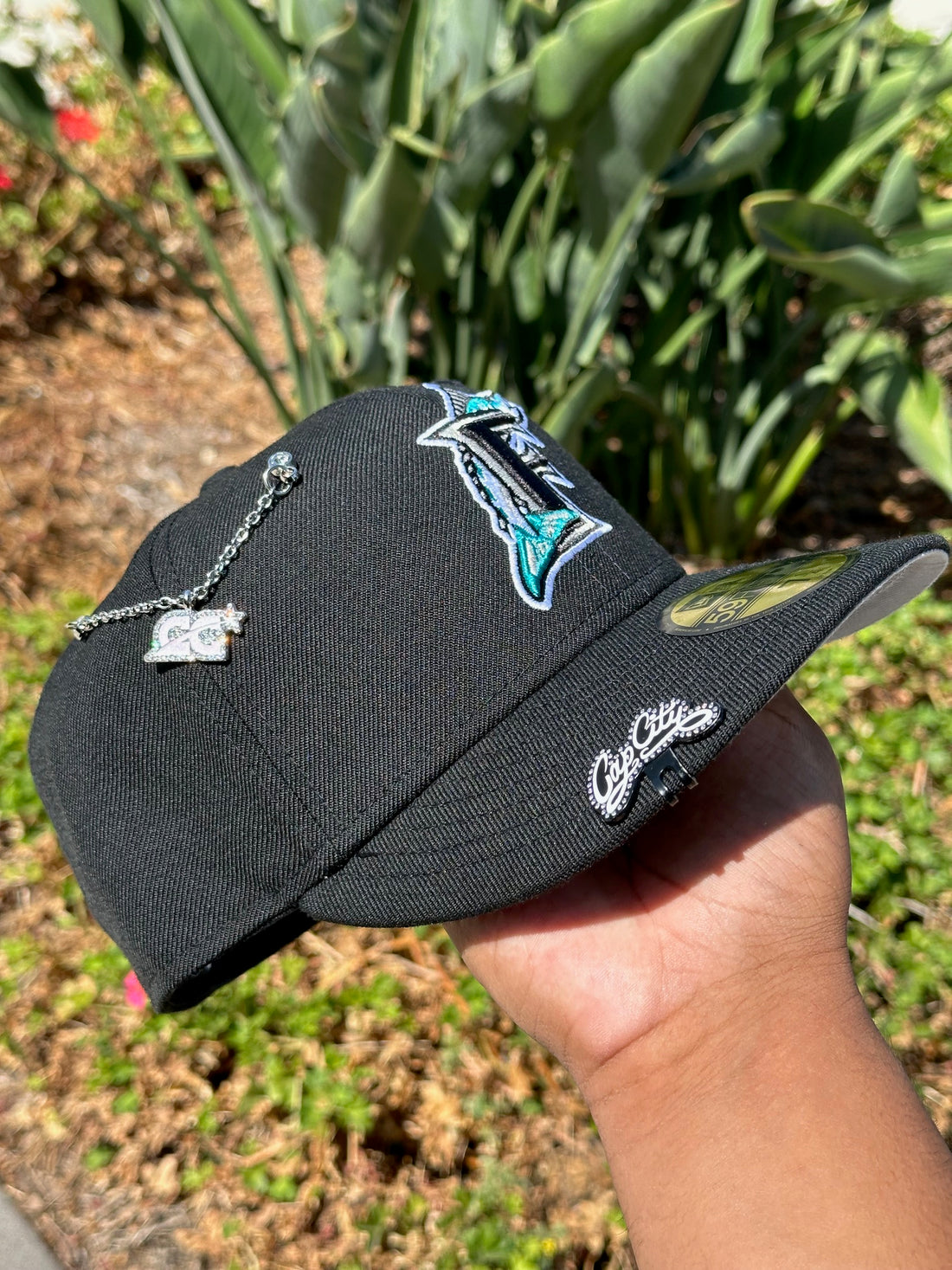 NEW ERA EXCLUSIVE 59FIFTY BLACK FLORIDA MARLINS