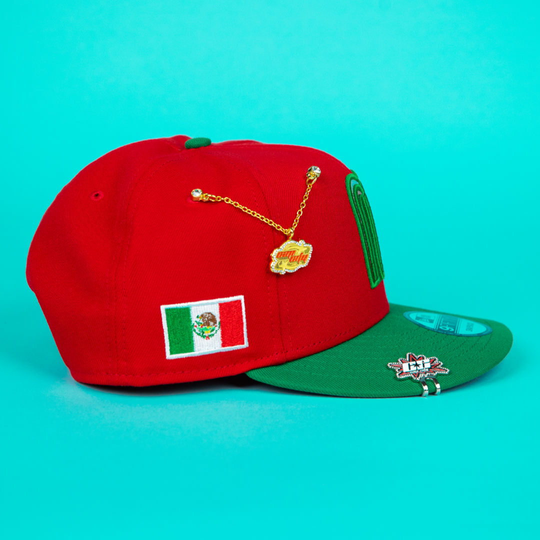 NEW ERA 9FIFTY RED/ GREEN MEXICO WBC SNAPBACK W/ MEXICO FLAG SIDE PATCH