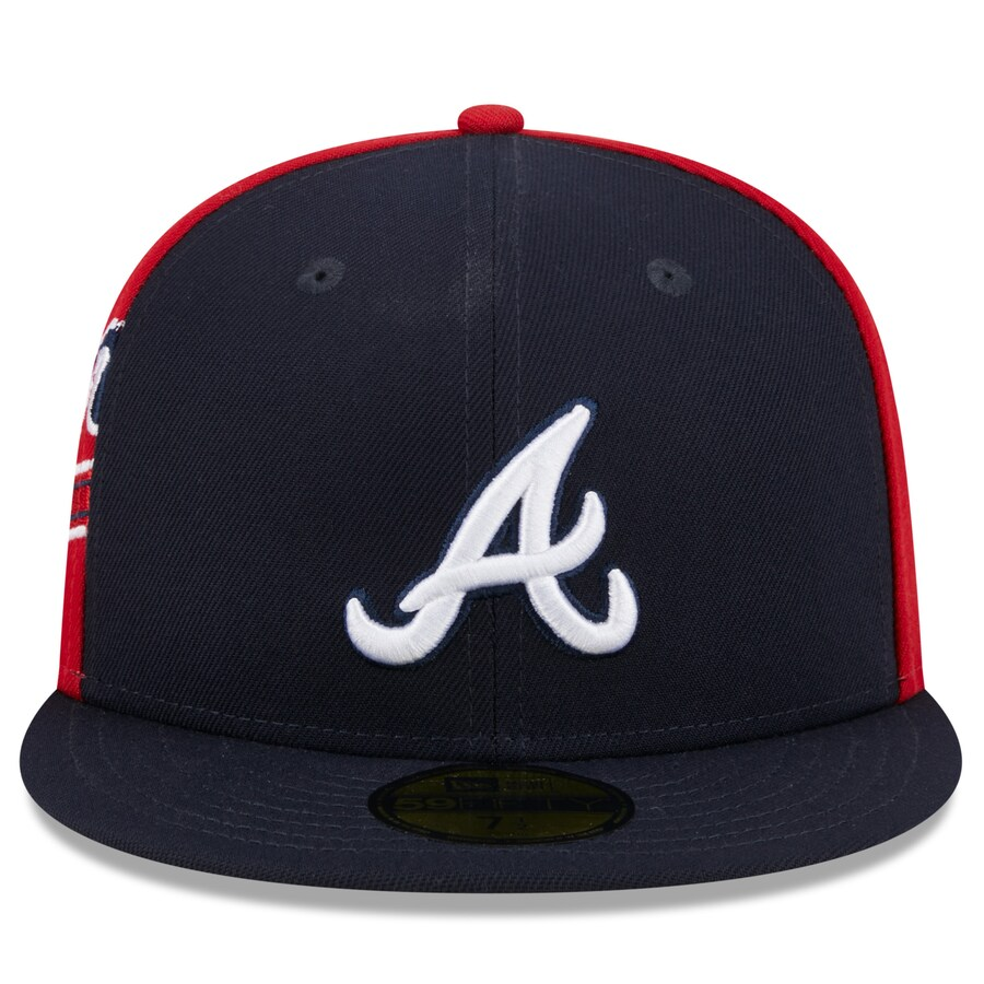 NEW ERA ATLANTA BRAVES NAVY/RED GAMEDAY SIDESWIPE EMBROIDERED CASUAL BASEBALL CAP