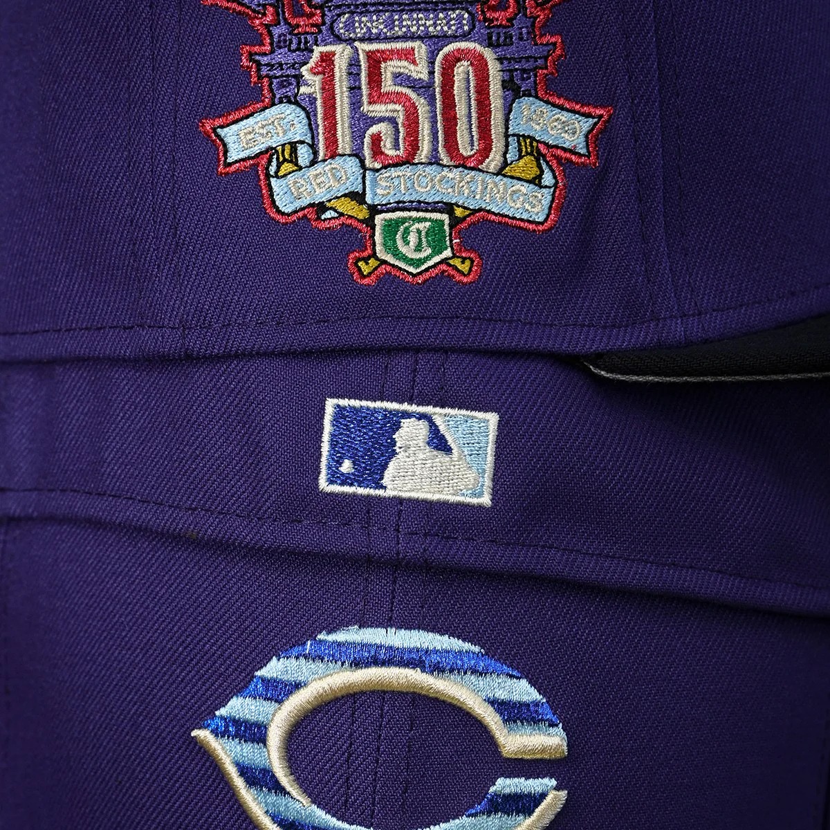 NEW ERA CINCINNATI REDS 59FIFTY 150TH ANNIV RED STOCKINGS PURPLE/NAVY