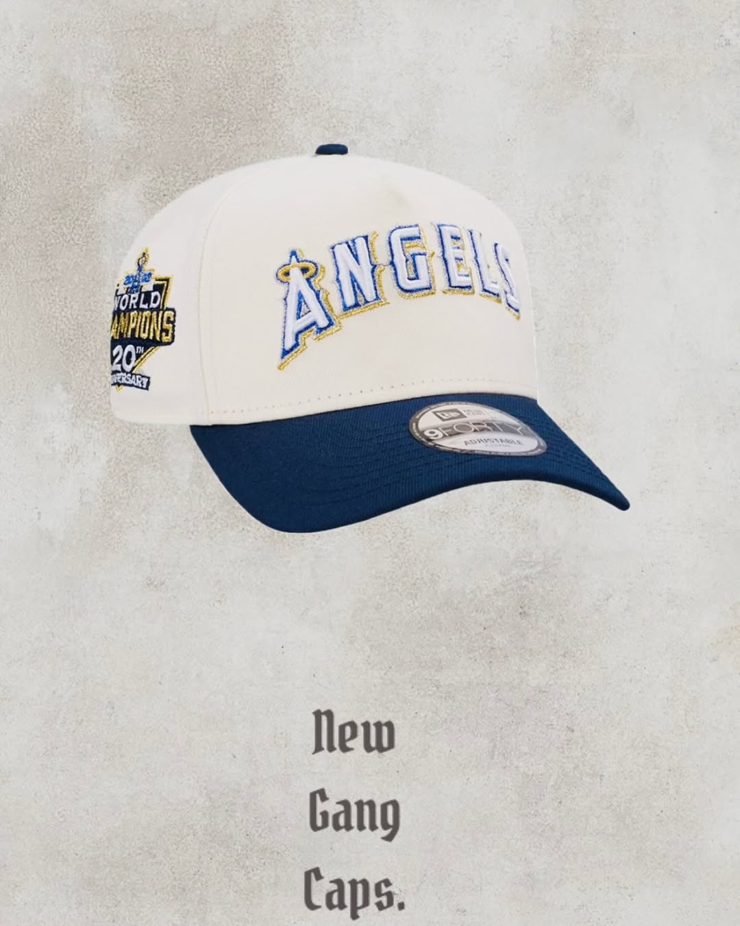 NEW ERA ANAHEIM ANGELS WORLD CHAMPIONS 20TH ANNIVERSARY CHROME TWO TONE EDITION 9FORTY A FRAME SNAPBACK HAT