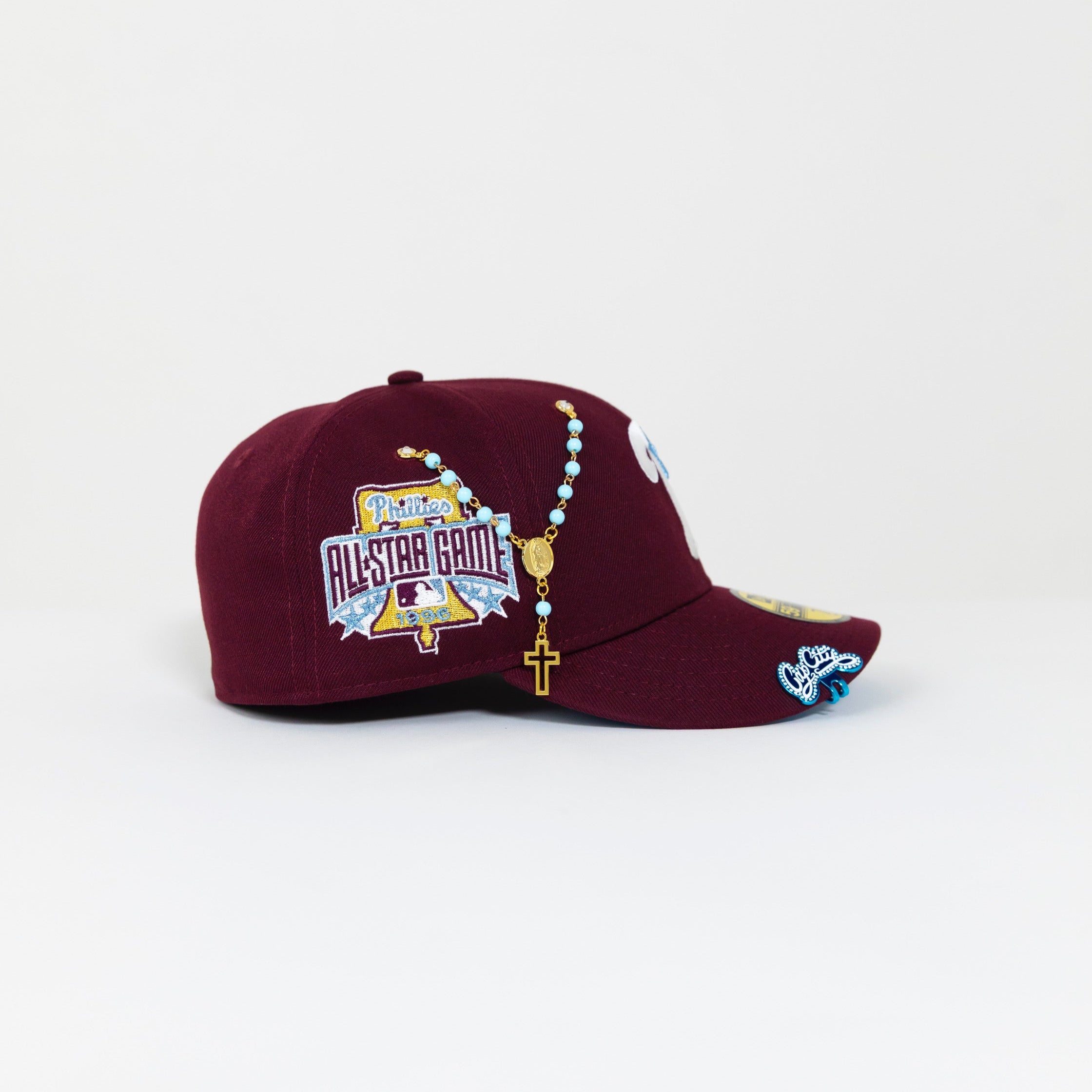 NEW ERA EXCLUSIVE 59FIFTY BURGUNDY PHILADELPHIA PHILLIES W/ 1996 ALL STAR GAME PATCH