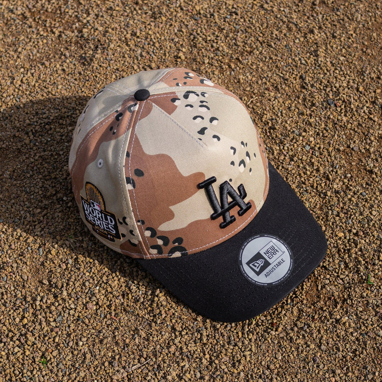 EXCLUSIVE 9FORTY A-FRAME LOS ANGELES DODGERS 2024 WORLD SERIES DESERT CAMO – NEW ERA CAP