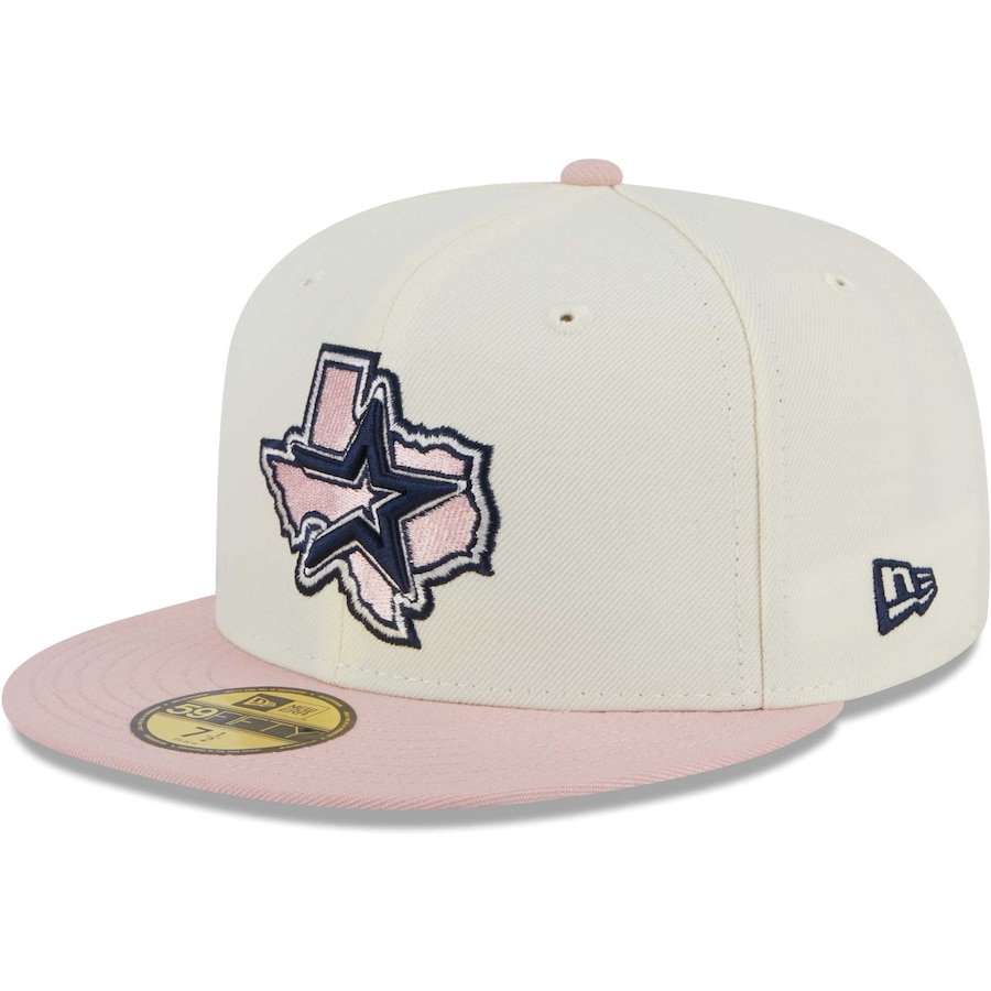 NEW ERA HOUSTON ASTROS NEW ERA MEN'S WHITE/PINK CHROME ROGUE 59FIFTY SLIMMING CAP