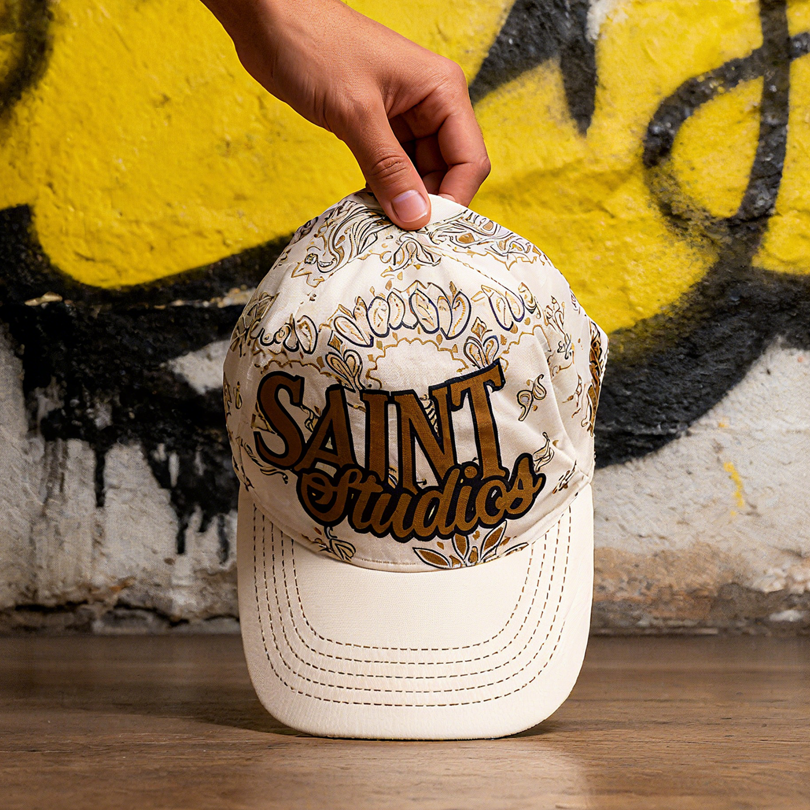 SAINT & Paisley White Flame Color Street Fashion Hat/Tie Headband Duck Tongue Hat Summer And Autumn Street Personality Retro Bag Head Cap Baseball Cap