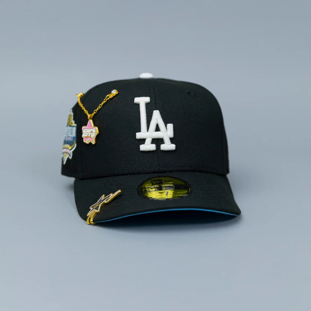 NEW ERA EXCLUSIVE 59FIFTY BLACK LOS ANGELES DODGERS W/ 40TH ANNIVERSARY SIDE PATCH