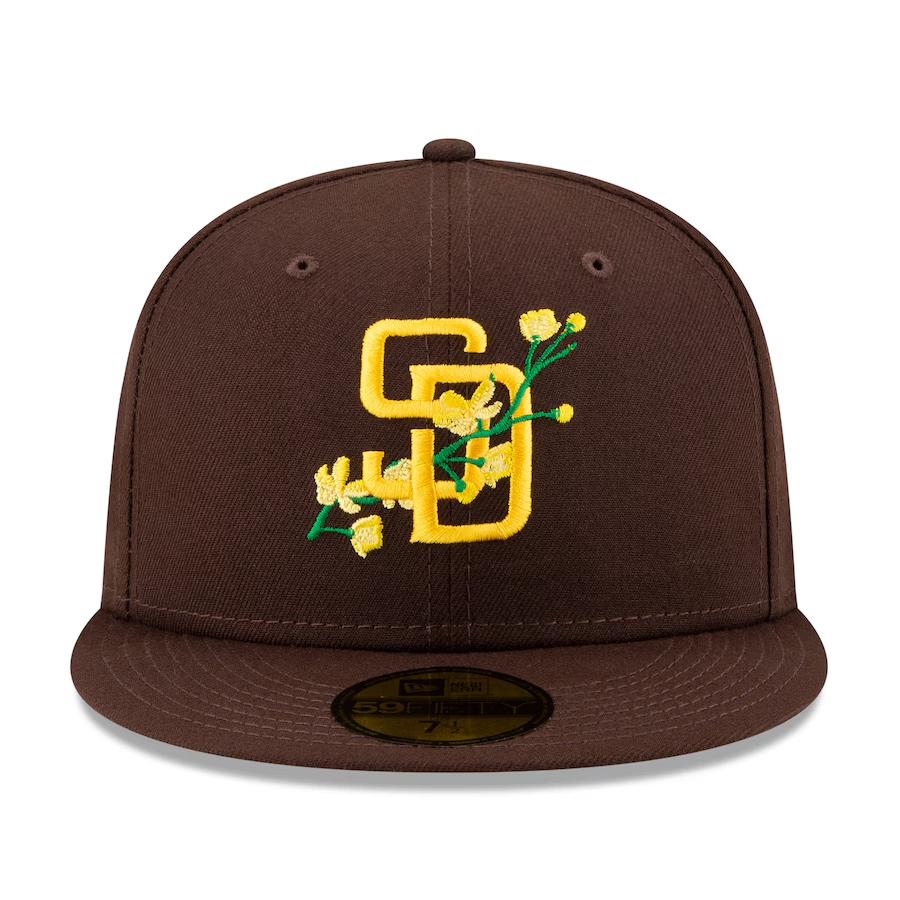 NEW ERA SAN DIEGO PADRES NEW ERA BROWN NATIONAL LEAGUE BLOOM SIDE PATCH EMBROIDERED CASUAL BASEBALL CAP