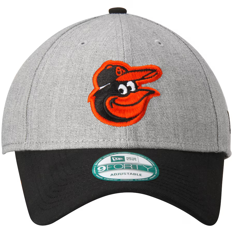 NEW ERA BALTIMORE ORIOLES NEW ERA BLACK MASTER LOGO 950 SNAPBACK HAT. GREY & BLACK