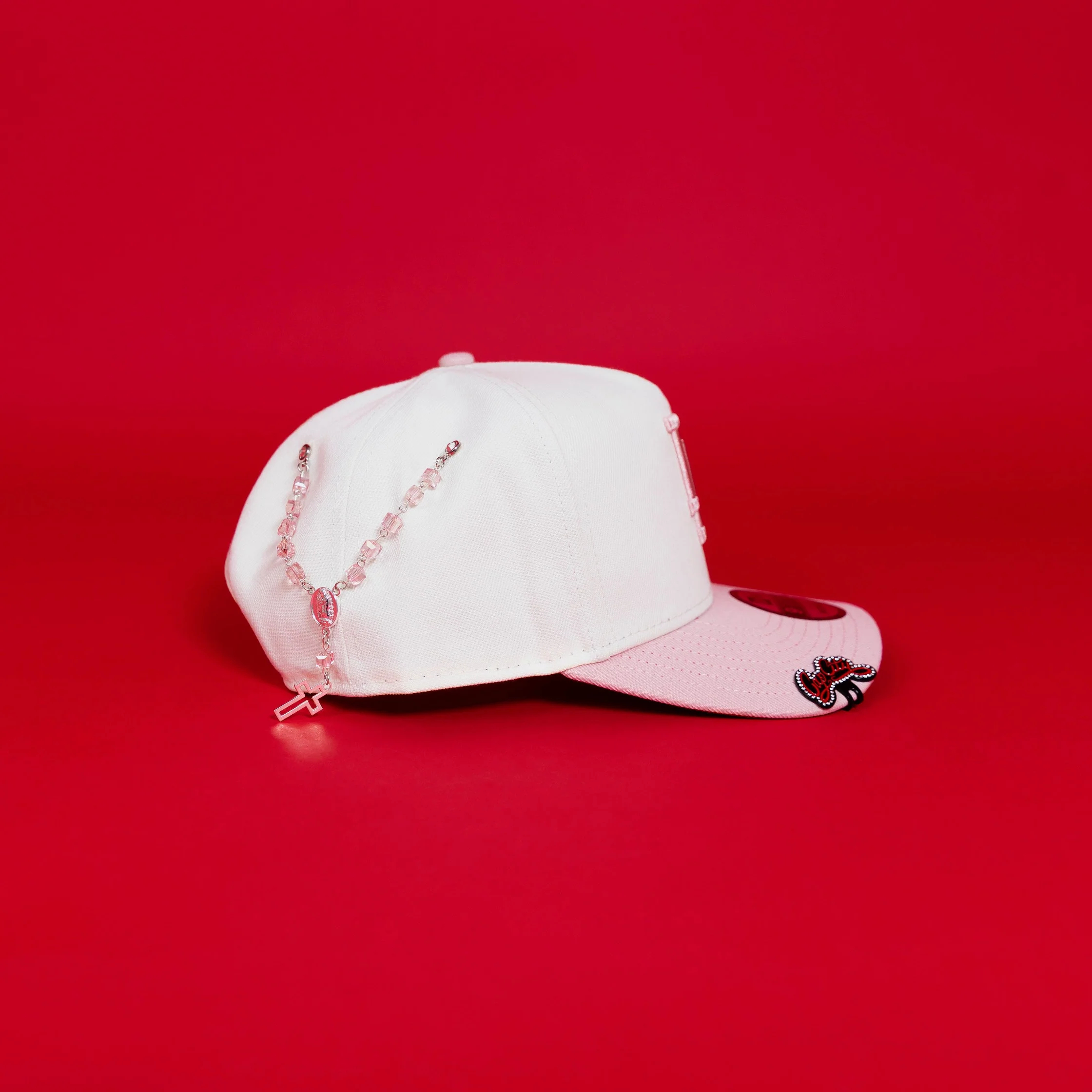 NEW ERA EXCLUSIVE 9FIFTY A-FRAME CHROME/ SOFT PINK LOS ANGELES DODGERS SNAPBACK W/ ROSES