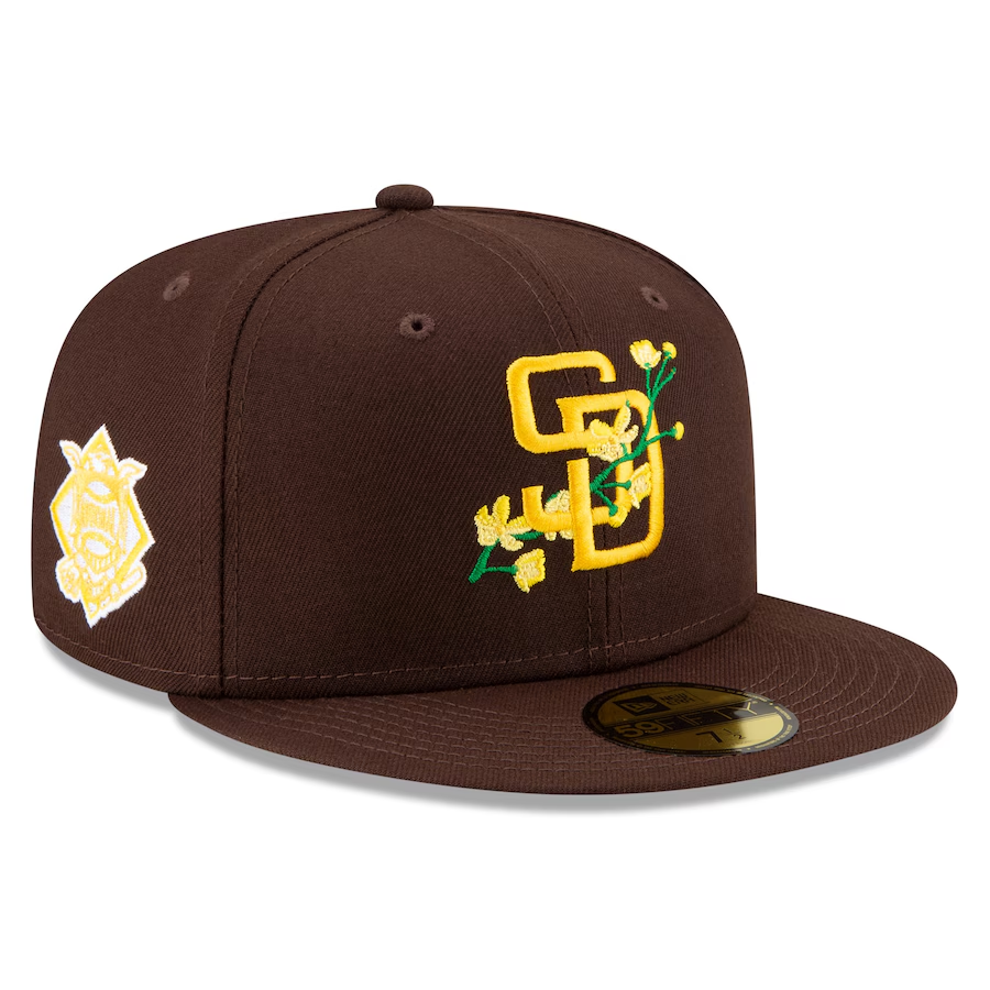 NEW ERA SAN DIEGO PADRES NEW ERA BROWN NATIONAL LEAGUE BLOOM SIDE PATCH EMBROIDERED CASUAL BASEBALL CAP