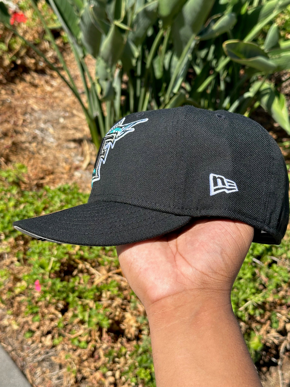 NEW ERA EXCLUSIVE 59FIFTY BLACK FLORIDA MARLINS