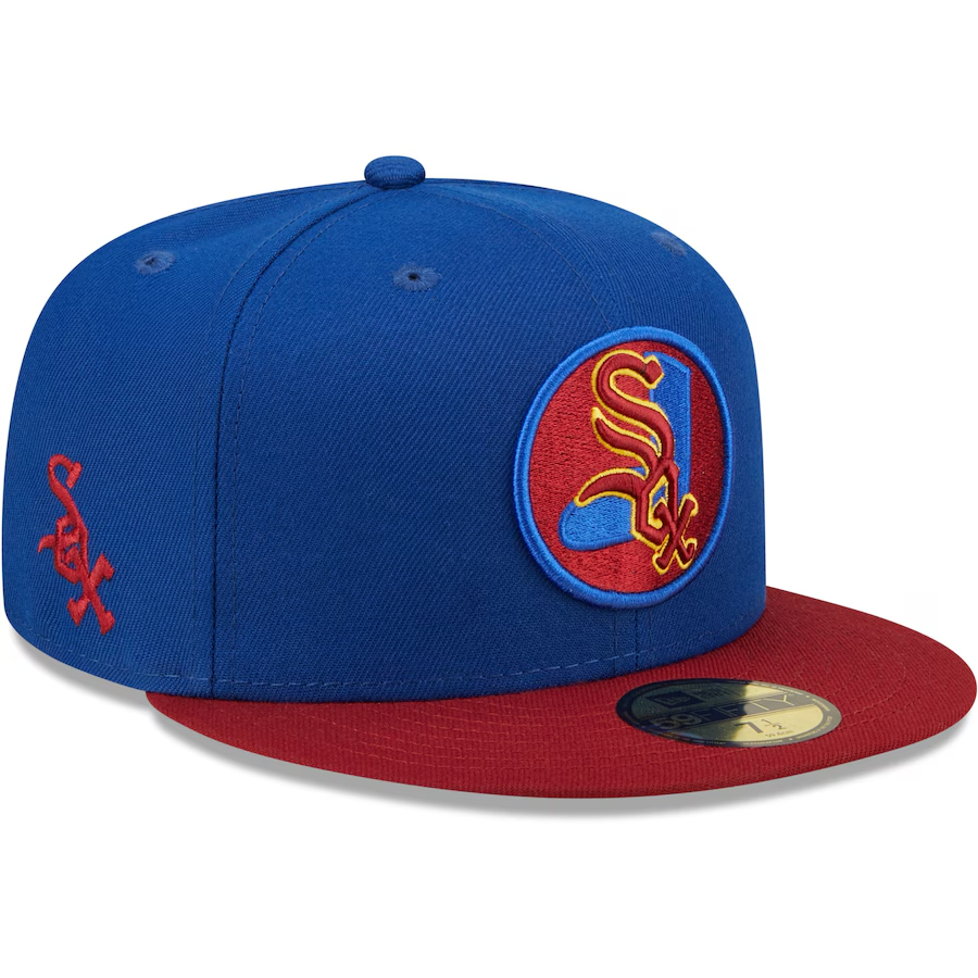 NEW ERAMEN'S CHICAGO WHITE SOX NEW ERA ROYAL/RED SPARE LOGO MASTER GEM GOLD BRIM 59FIFTY FIT CAP