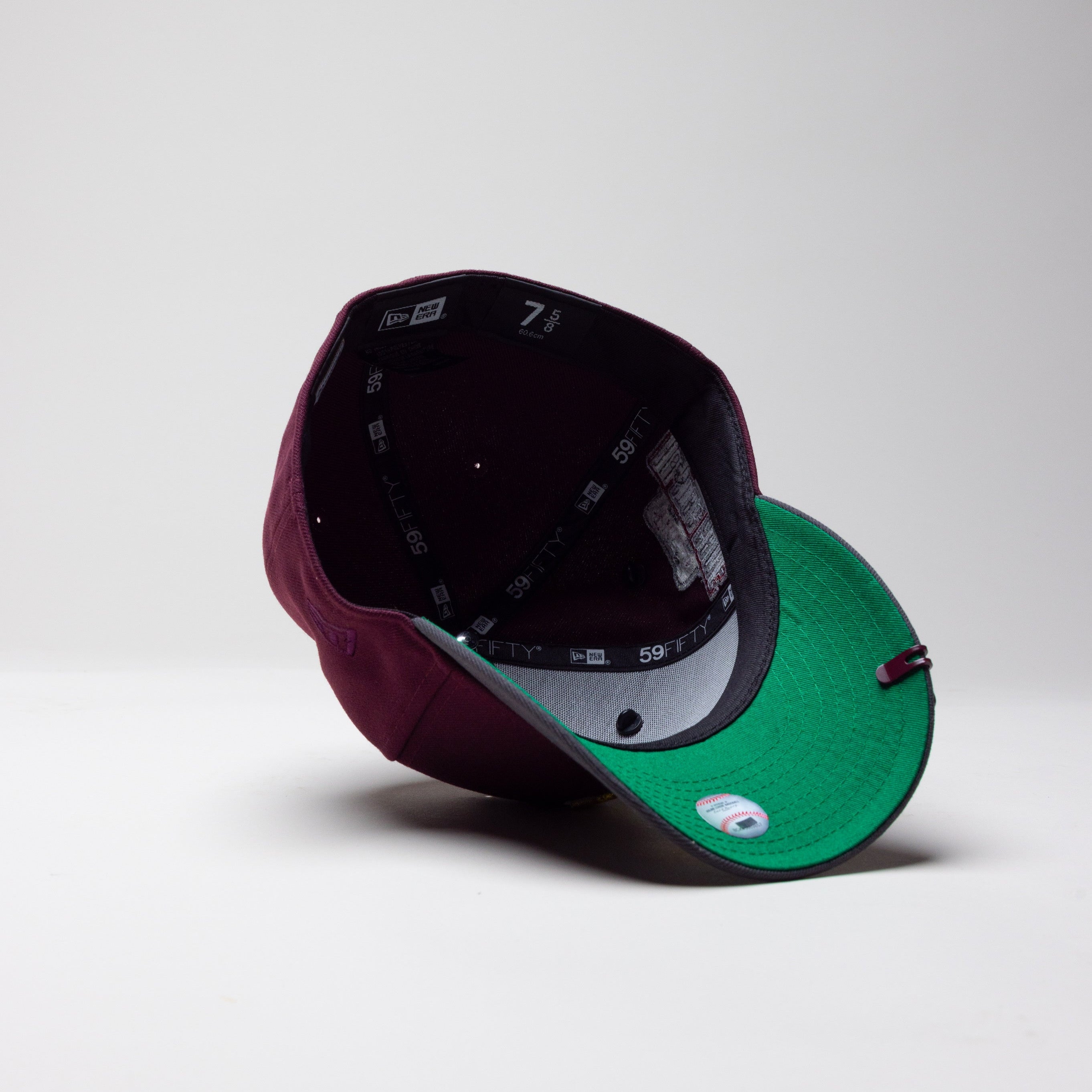 NEW ERA EXCLUSIVE 59FIFTY MAROON RED/ DARK GREY PHILADELPHIA PHILLIES W/ 1996 ALL STAR GAME PATCH