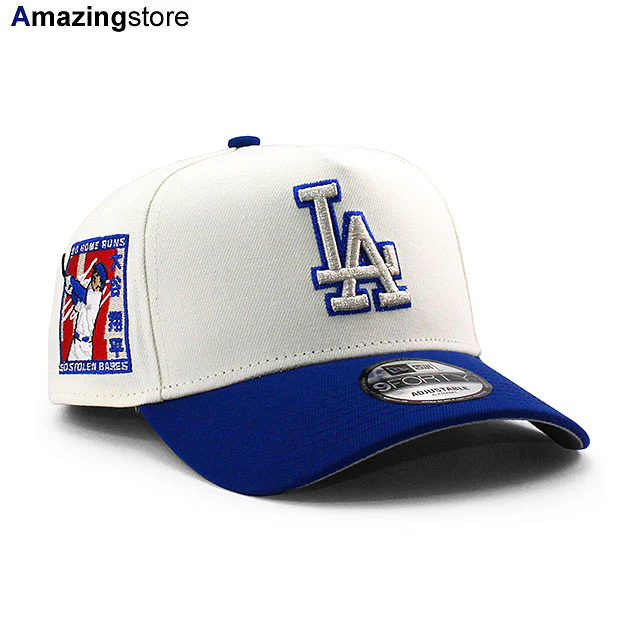 NEW ERA BASEBALL CAP 9FORTY LOS ANGELES DODGERS MLB OHTANI SHOHEI 50/50 GREY BOTTOM A- TYPE BUCKLES CAP CREAM-OTANI SHOHEI HITS 4 CONSECUTIVE HOME RUNS
