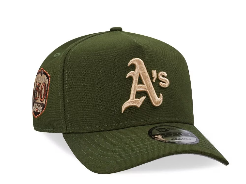 NEW ERA OAKLAND ATHLETICS 50TH ANNIVERSARY OLIVE COPPER 9FORTY A FRAME SNAPBACK CASQUETTE