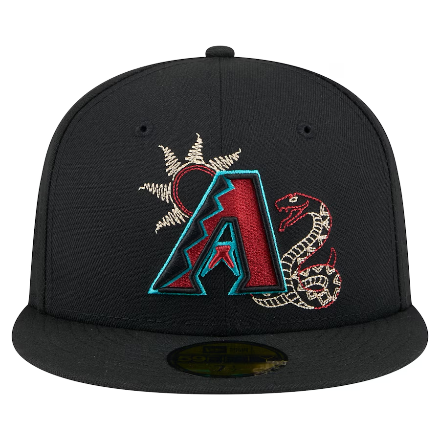 NEW ERA MEN'S ARIZONA DIAMONDBACKS BLACK STATE STITCH 59FIFTY FITTED HAT