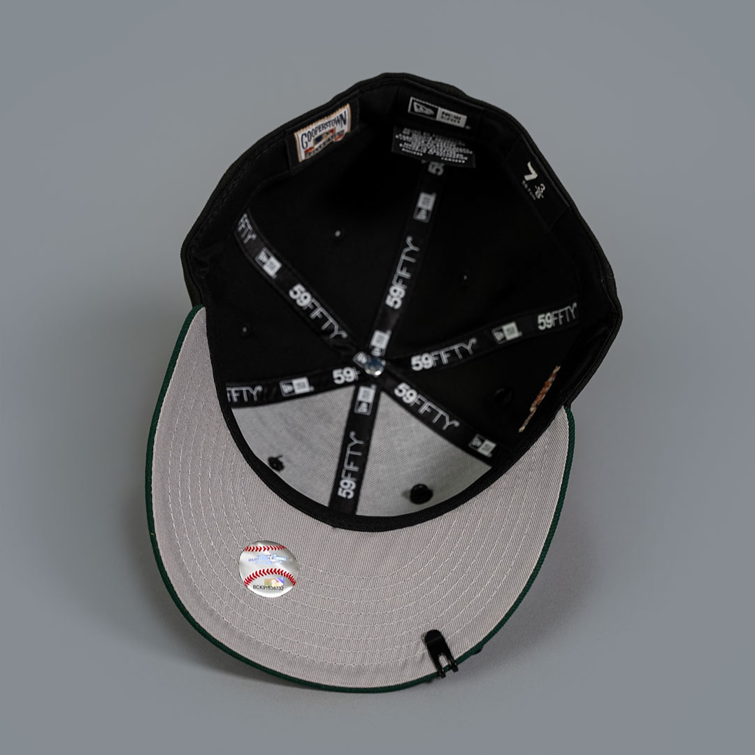 NEW ERA EXCLUSIVE 59FIFTY BLACK/ FOREST GREEN NEW YORK METS W/ 40TH ANNIVERSARY SIDE PATCH