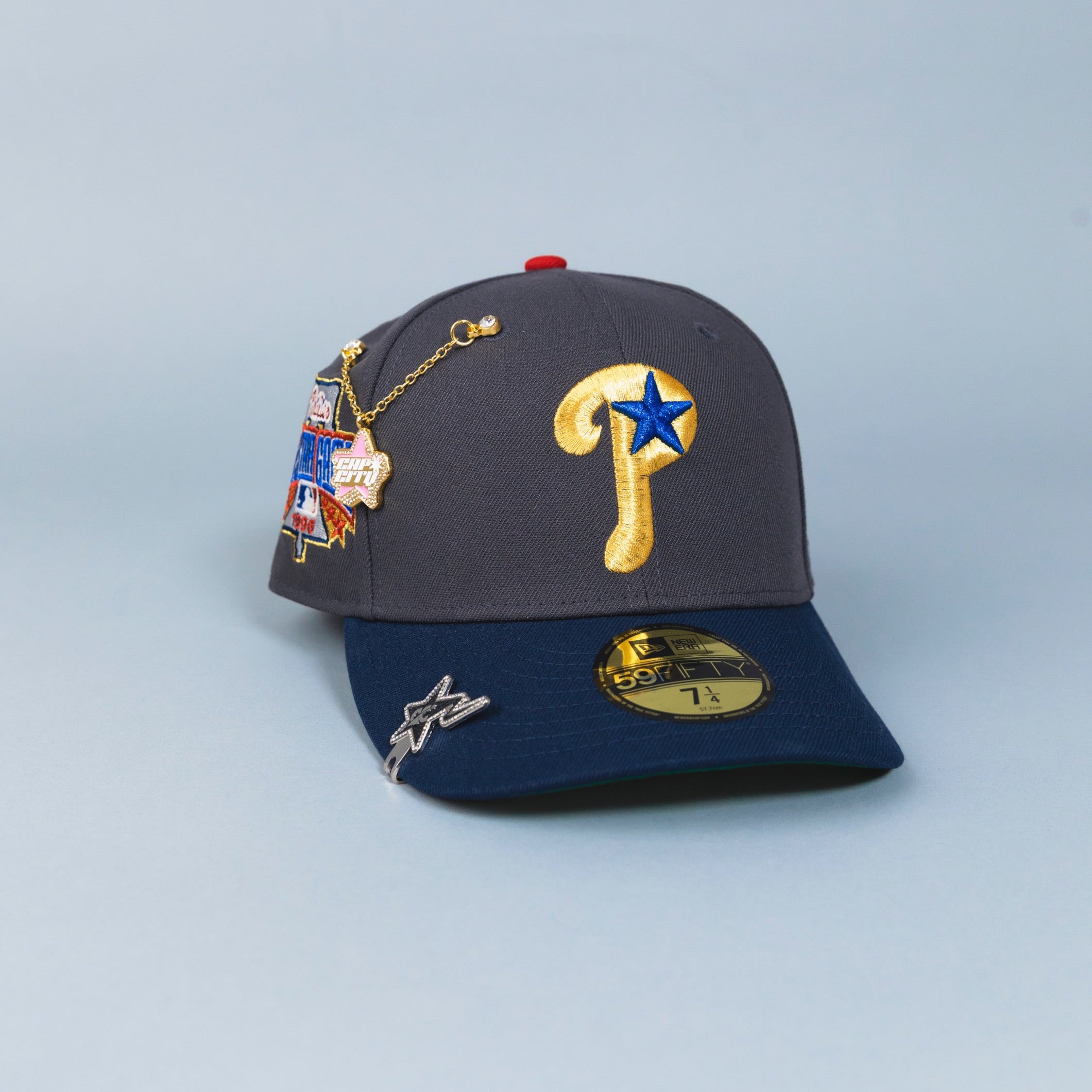 NEW ERA EXCLUSIVE 59FIFTY GREY/ NAVY PHILADELPHIA PHILLIES W/ 1996 ALL STAR GAME PATCH