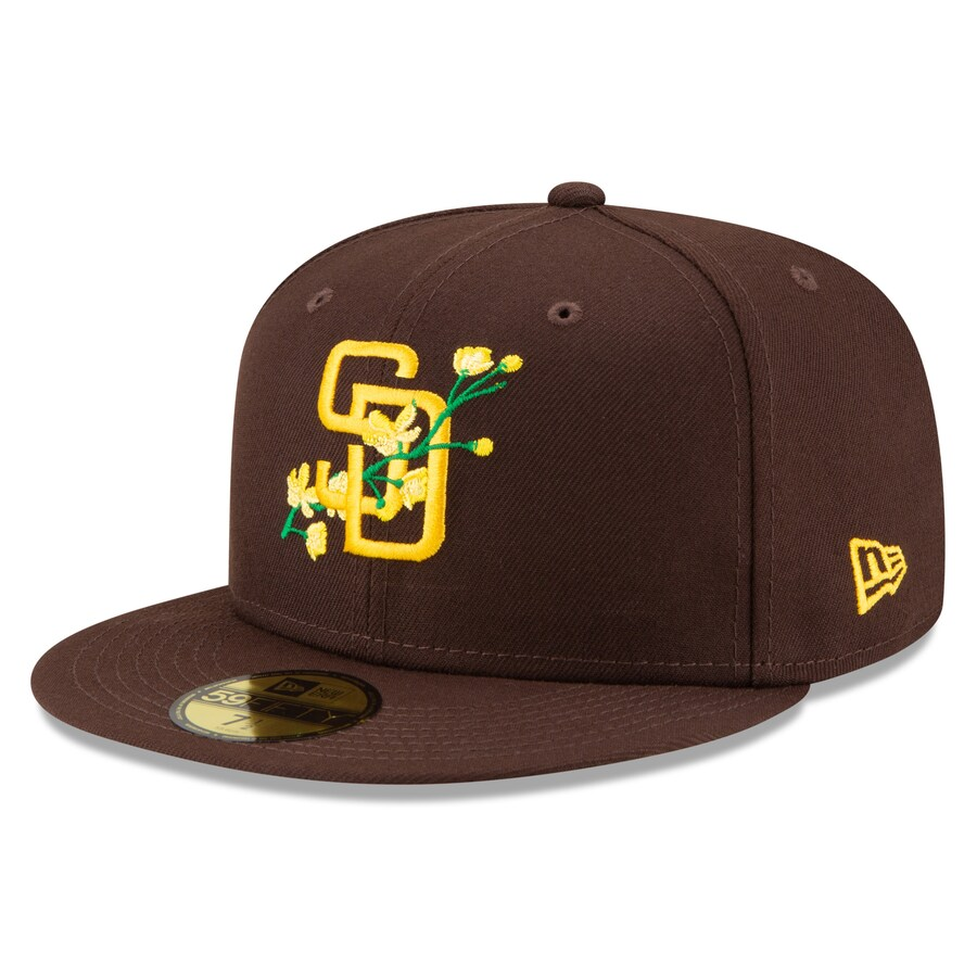 NEW ERA SAN DIEGO PADRES NEW ERA BROWN NATIONAL LEAGUE BLOOM SIDE PATCH EMBROIDERED CASUAL BASEBALL CAP