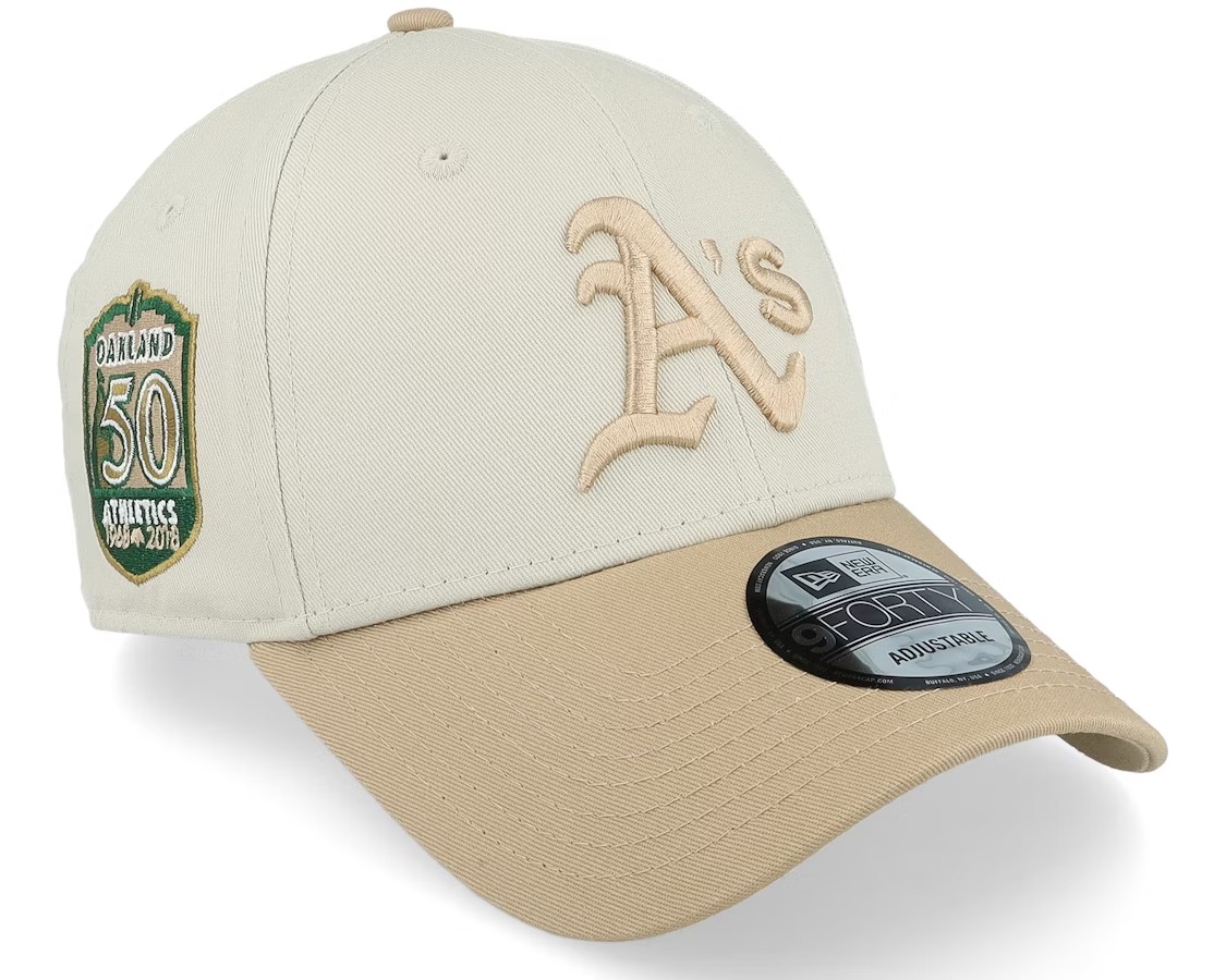 NEW ERA OAKLAND ATHLETICS CONTRAST WORLD SERIES PATCH 9FORTY STONE ADJUSTABLE