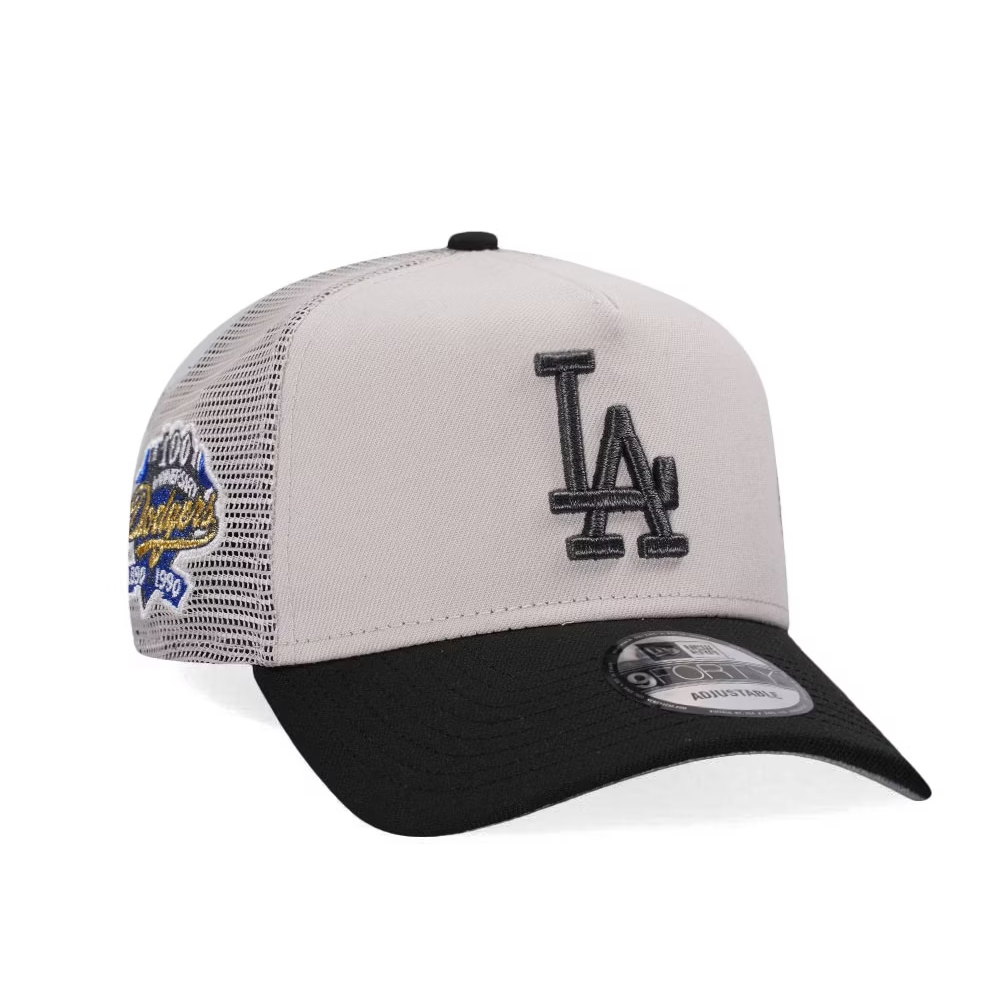NEW ERA LOS ANGELES DODGERS 100TH ANNIVERSARY STONE TWO TONE EDITION 9FORTY A FRAME TRUCKER SNAPBACK CAP