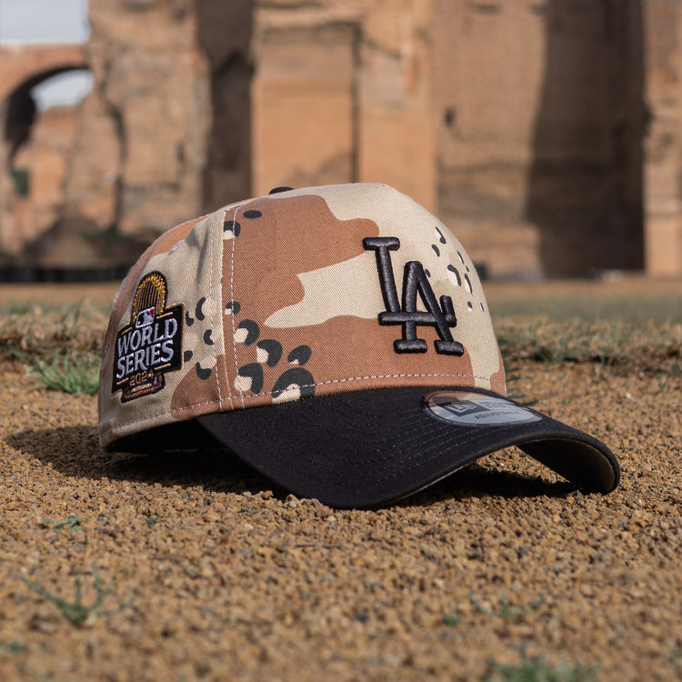 EXCLUSIVE 9FORTY A-FRAME LOS ANGELES DODGERS 2024 WORLD SERIES DESERT CAMO – NEW ERA CAP