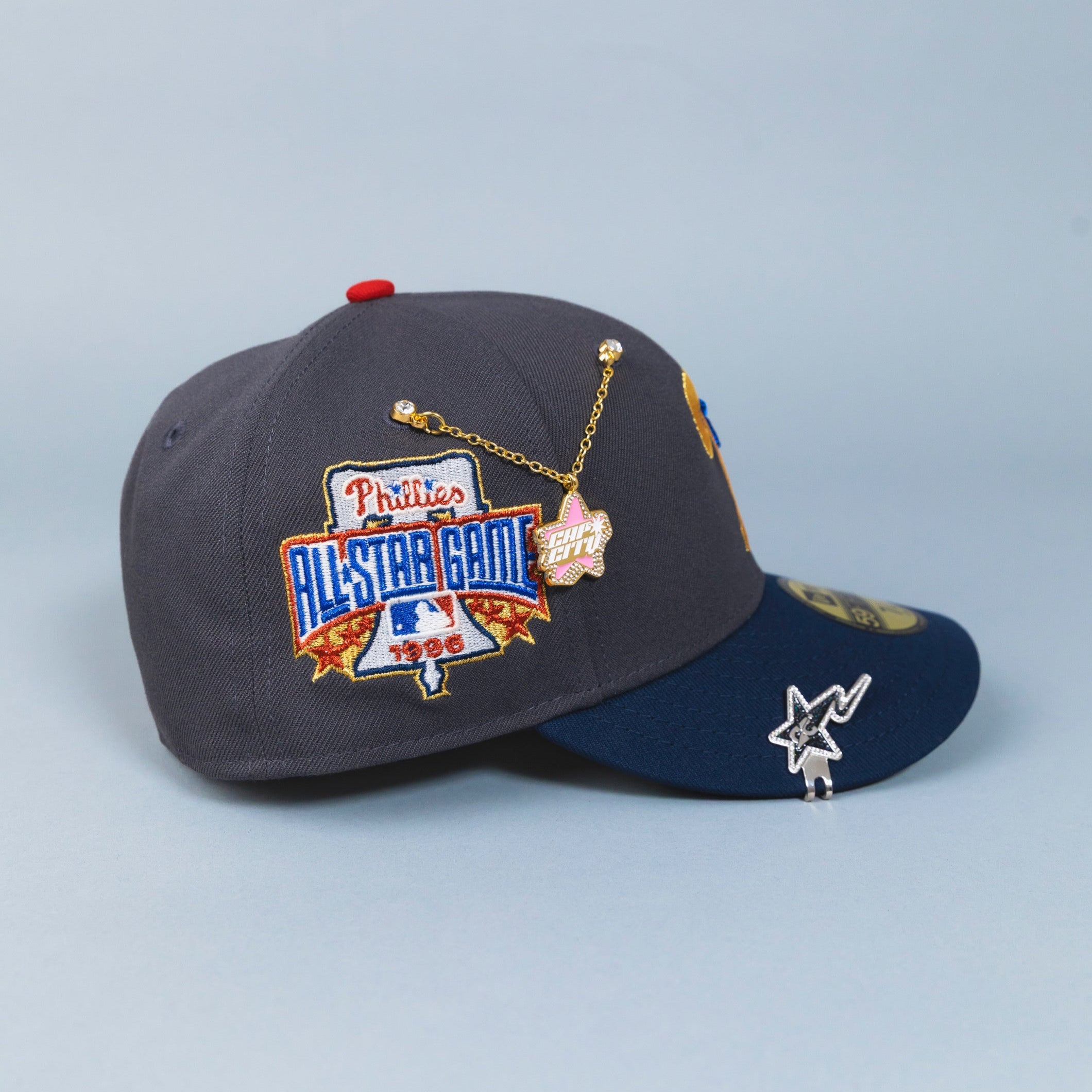 NEW ERA EXCLUSIVE 59FIFTY GREY/ NAVY PHILADELPHIA PHILLIES W/ 1996 ALL STAR GAME PATCH