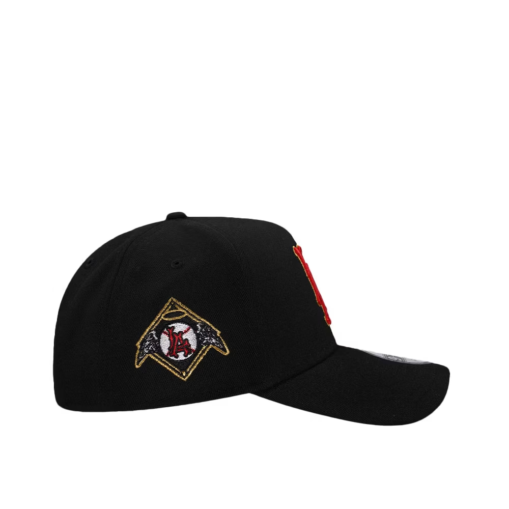 NEW ERA LOS ANGELES ANGELS BLACK PRIME METAL EDITION 9FORTY A- FRAME BASEBALL CAP
