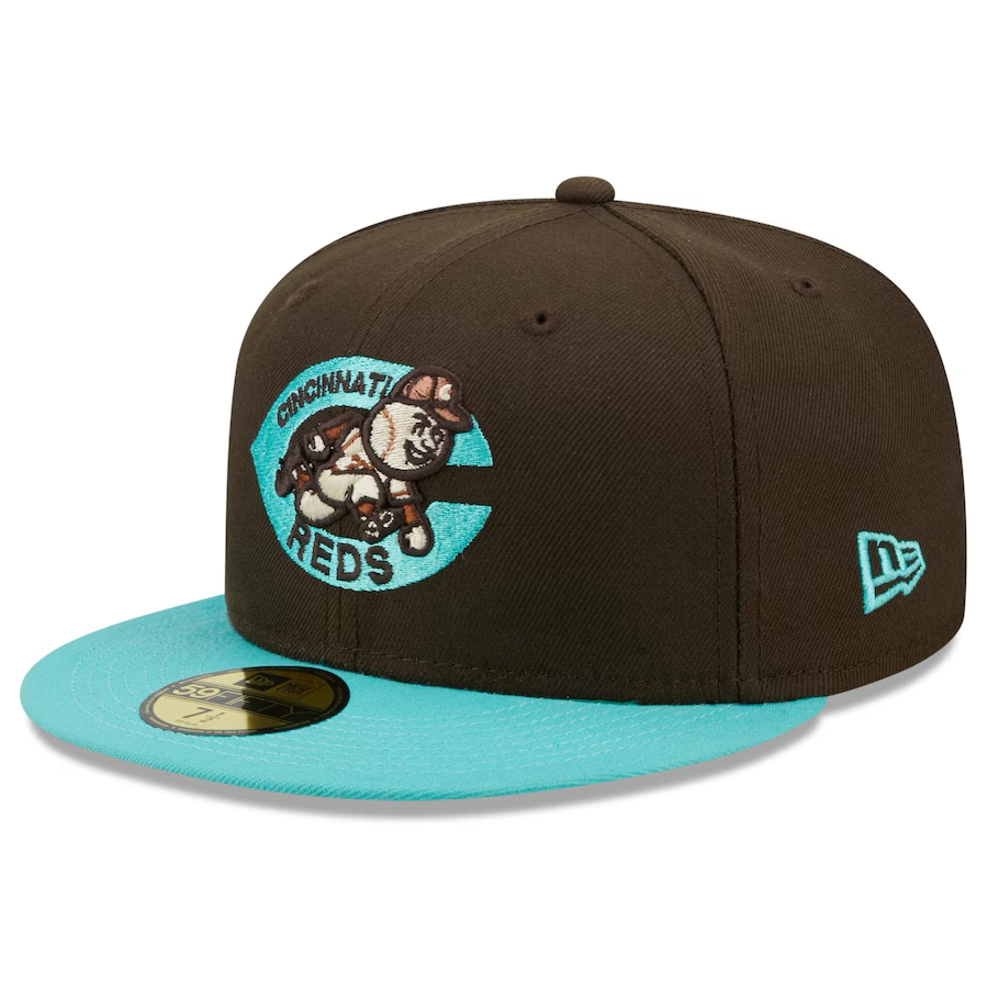NEW ERA MEN'S CINCINNATI REDS NEW ERA BROWN/MINT WALNUT MINT 59FIFTY FITTED HAT