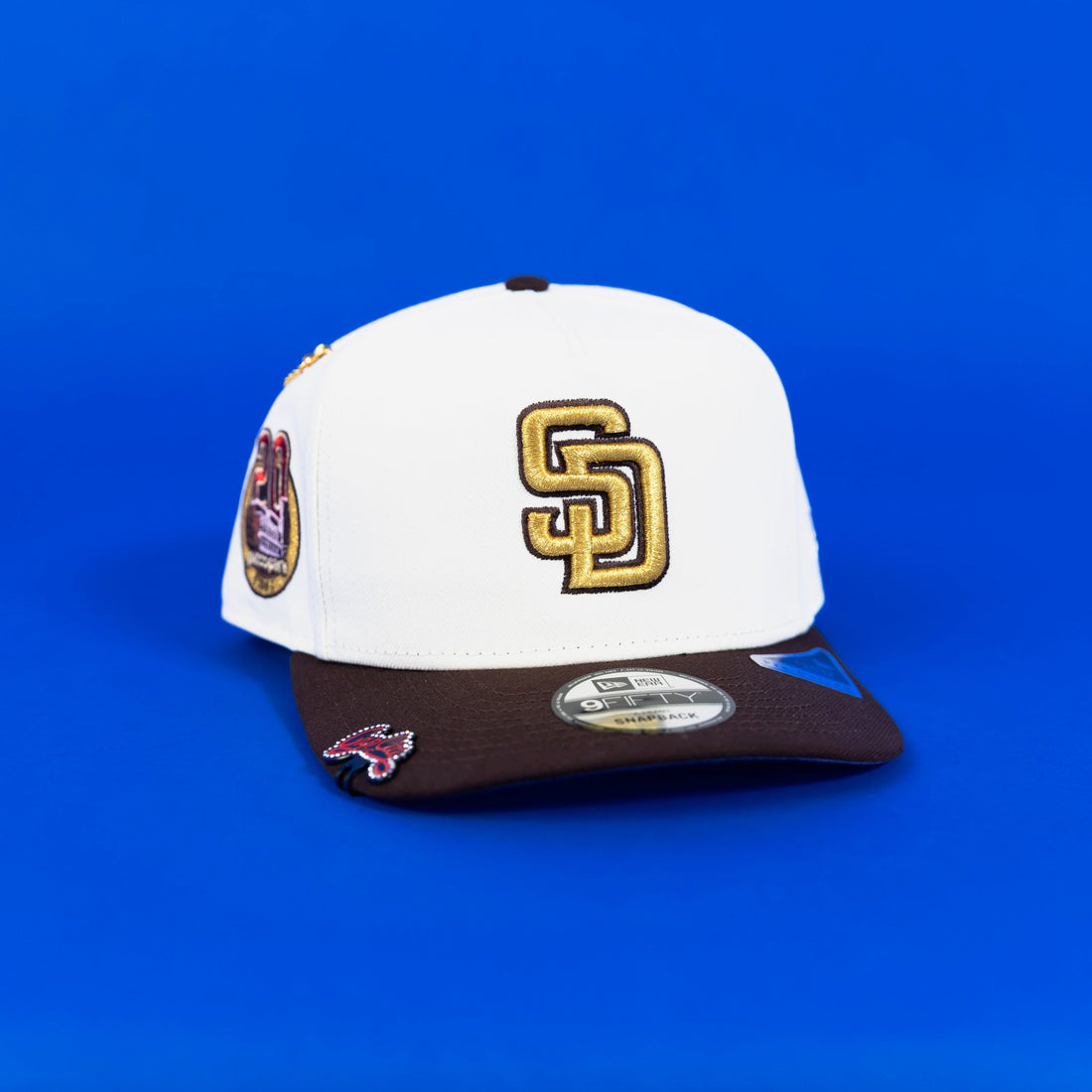 NEW ERA EXCLUSIVE 9FIFTY A-FRAME CHROME/ BROWN SAN DIEGO PADRES SNAPBACK W/ PETCO PARK SIDE PATCH