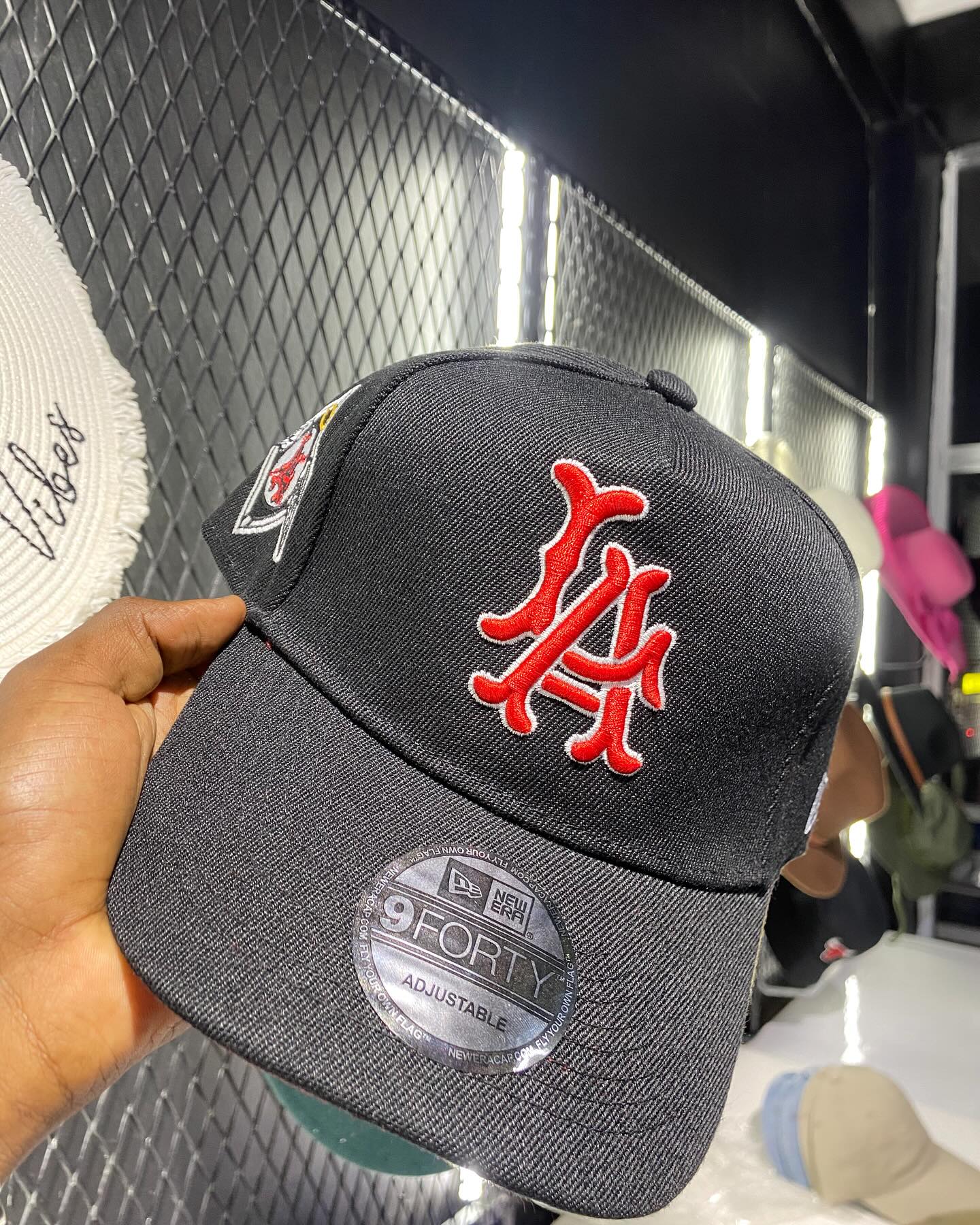 NEW ERA LOS ANGELES ANGELS BLACK PRIME METAL EDITION 9FORTY A- FRAME BASEBALL CAP