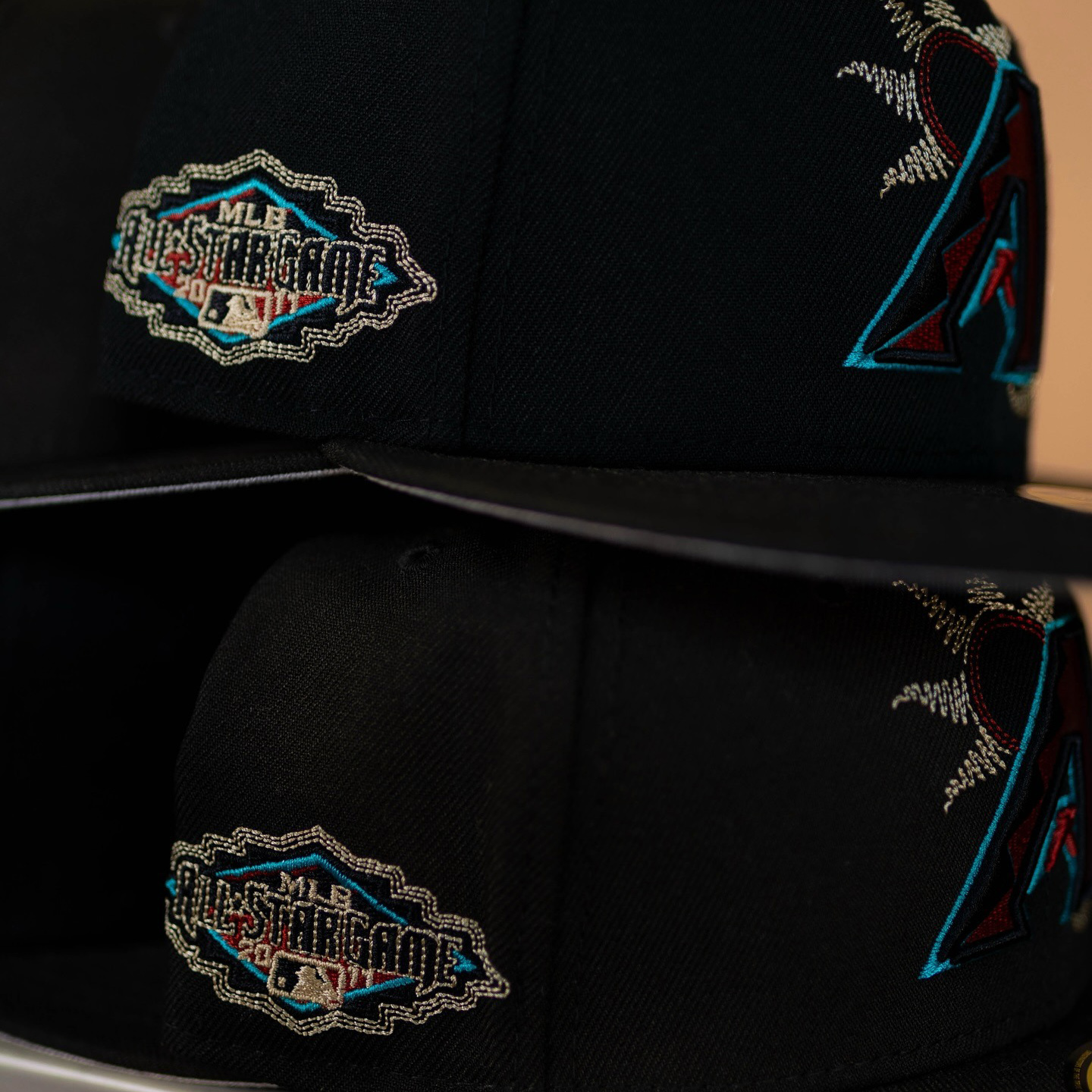 NEW ERA MEN'S ARIZONA DIAMONDBACKS BLACK STATE STITCH 59FIFTY FITTED HAT