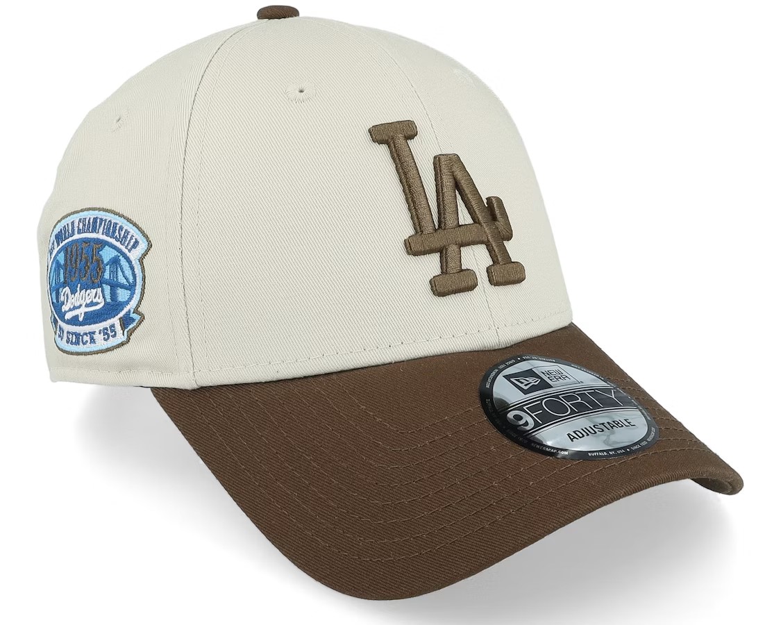 NEW ERA LOS ANGELES DODGERS CONTRAST WORLD SERIES PATCH 9FORTY STONE/BROWN ADJUSTABLE
