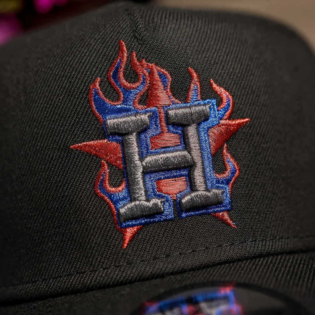 HOUSTON ASTROS FLAME LOGO MLB BLACK BLUE UV / NEW ERA 9FORTY A-FRAME