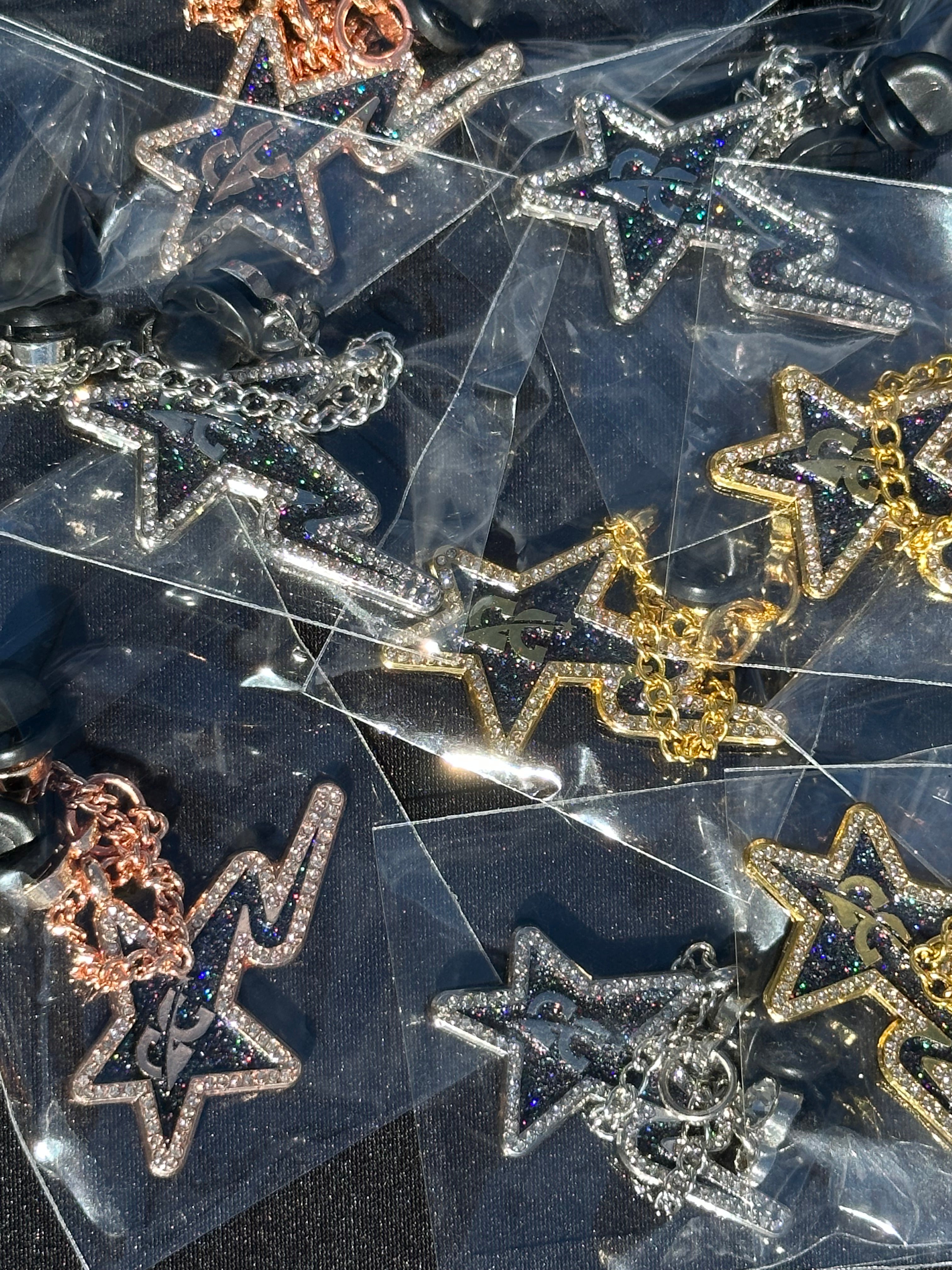 NEW* 3PACK ICED OUT CAP CITY STAR CHAINS W/ RHINESTONES (GOLD, SILVER & ROSE GOLD) VERY LIMITED