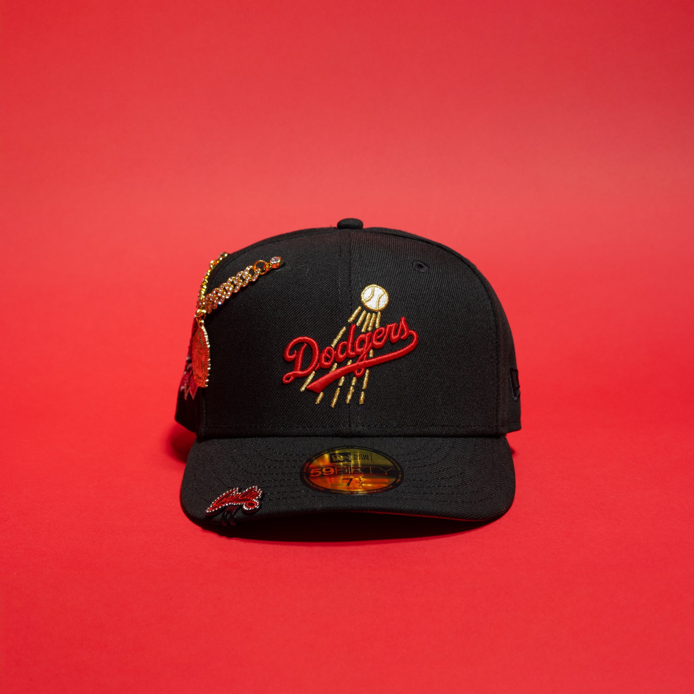 NEW ERA EXCLUSIVE 59FIFTY BLACK LOS ANGELES DODGERS W/ 100TH ANNIVERSARY SIDE PATCH