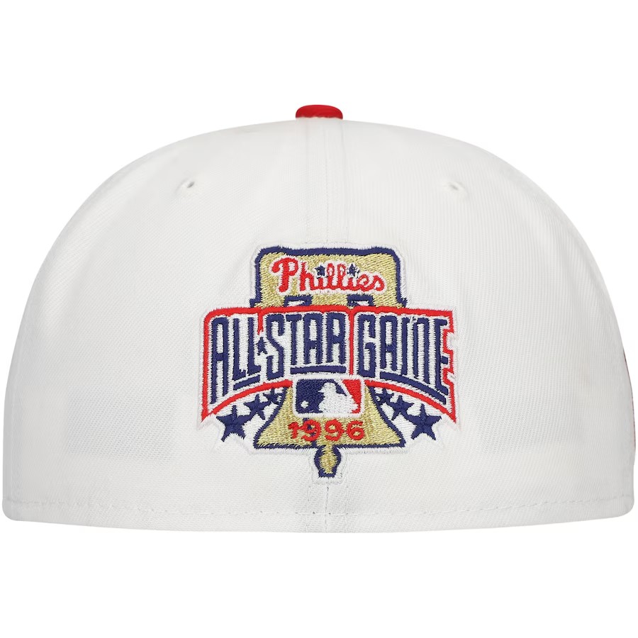 NEW ERA PHILADELPHIA PHILLIES OPTIC 59FIFTY SLIM CAP-WHITE/MAROON-COLLECTION SERIES-FLAT BRIM