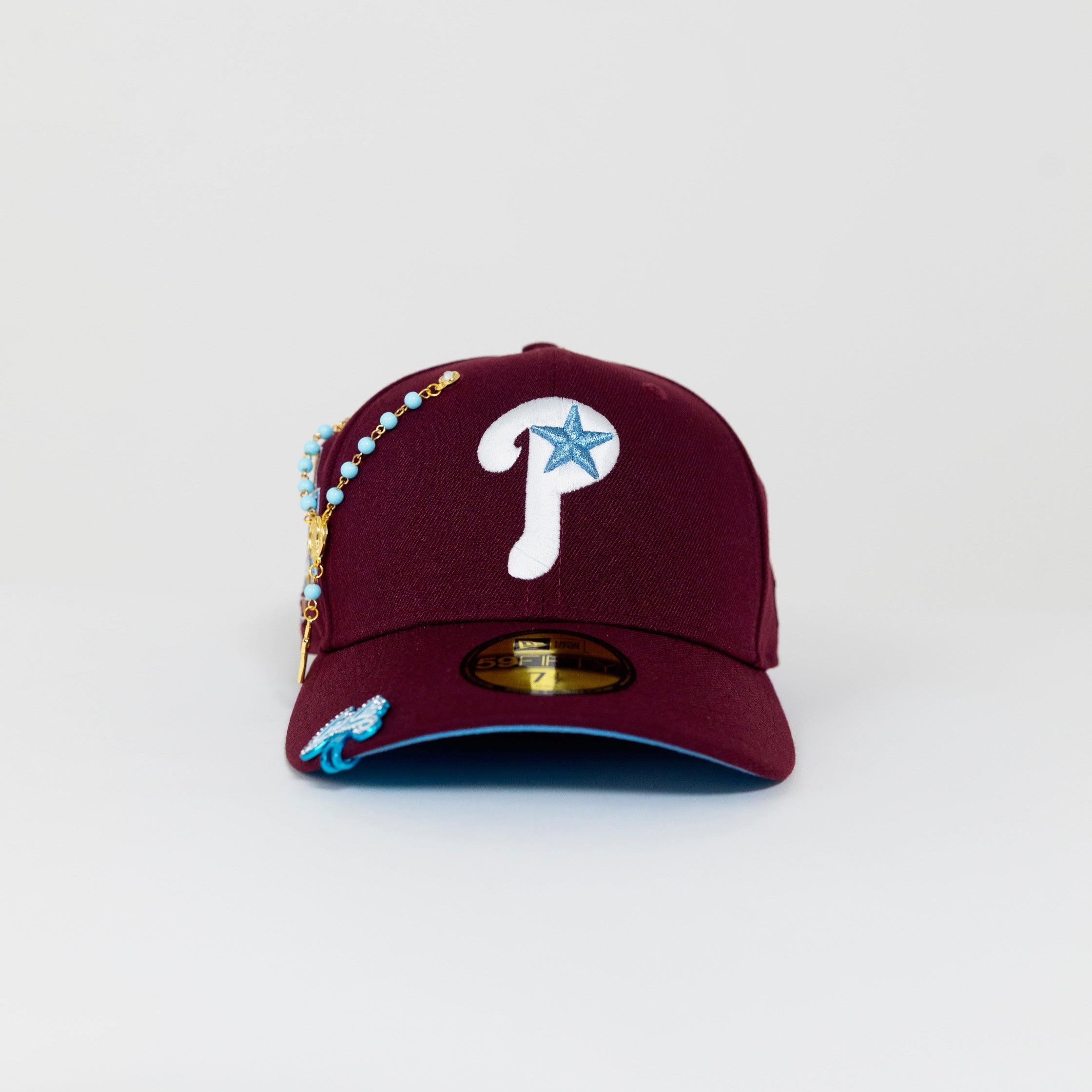 NEW ERA EXCLUSIVE 59FIFTY BURGUNDY PHILADELPHIA PHILLIES W/ 1996 ALL STAR GAME PATCH