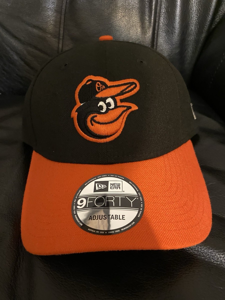 NEW ERA BALTIMORE ORIOLES NEW ERA BLACK MASTER LOGO 950 SNAPBACK HAT. BLACK & ORANGE