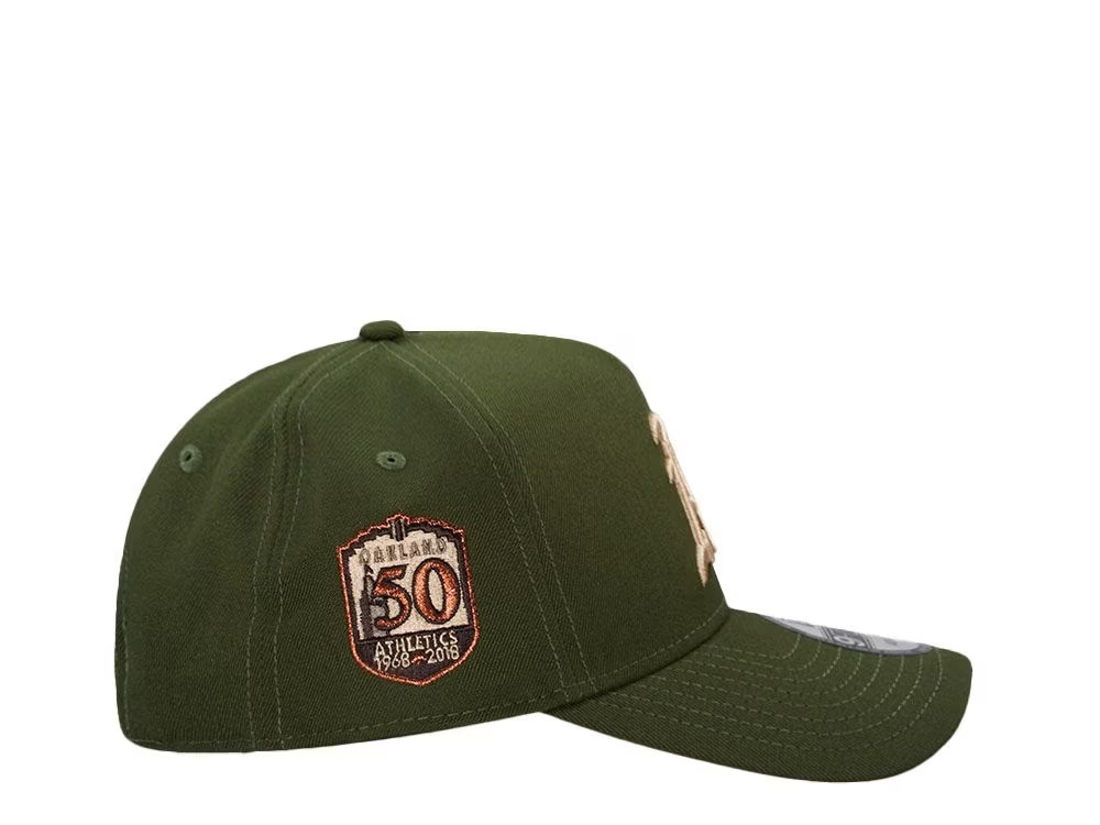 NEW ERA OAKLAND ATHLETICS 50TH ANNIVERSARY OLIVE COPPER 9FORTY A FRAME SNAPBACK CASQUETTE